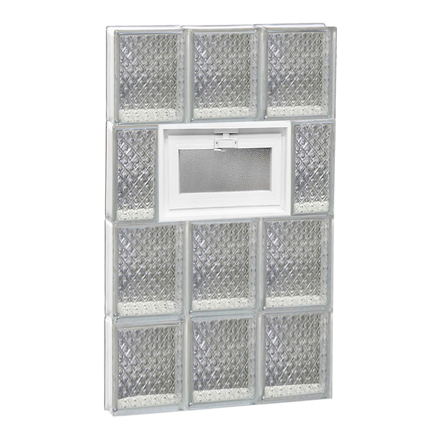 REDI2SET V1832DP Diamond Glass 17-1/4-in x 31-in Frameless Replacement Vented Glass Block Window
