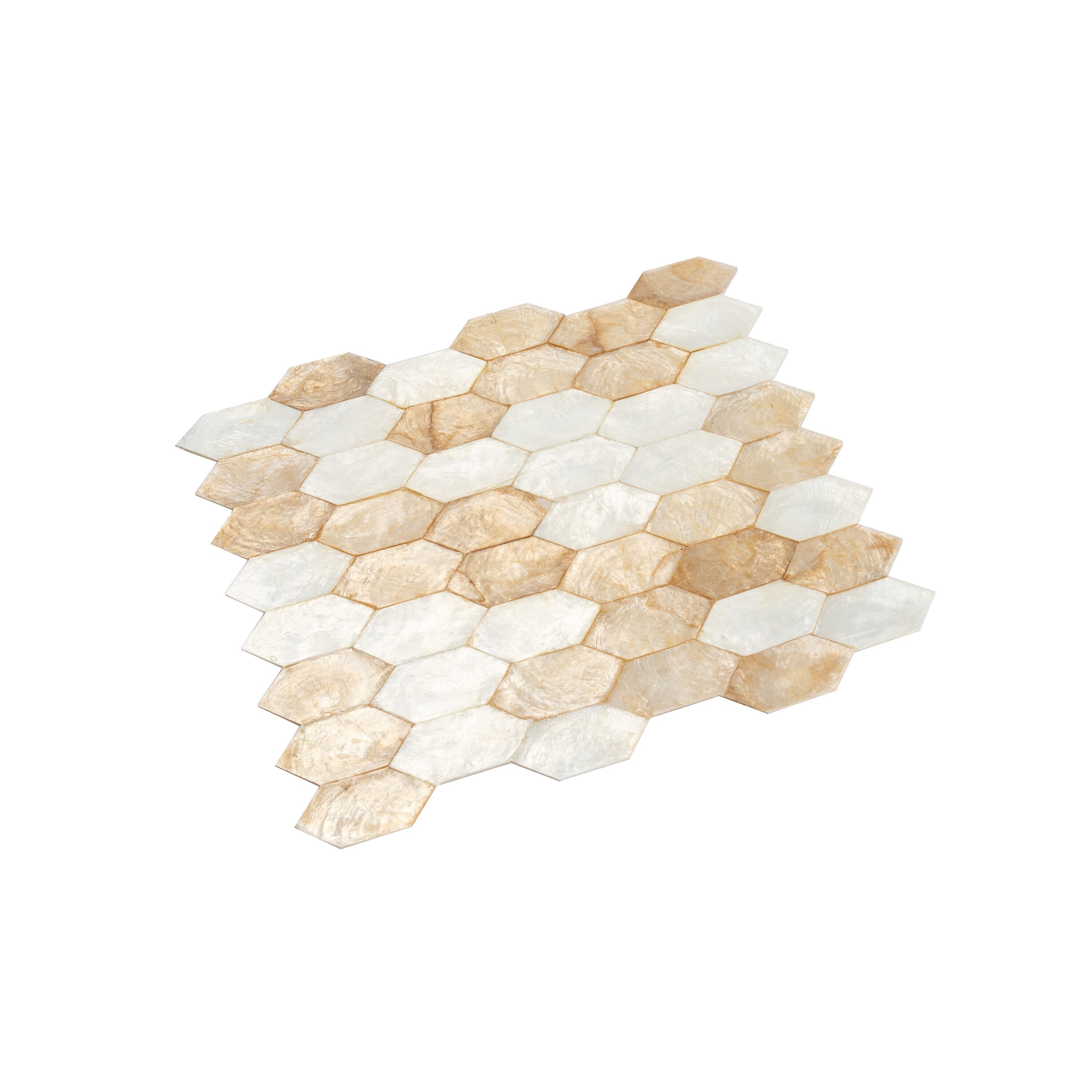 Apollo Tile (Sample) Wall White and Gold Natural Shell 4-in x 4-in Polished Marble Honeycomb Patterned Wall Tile