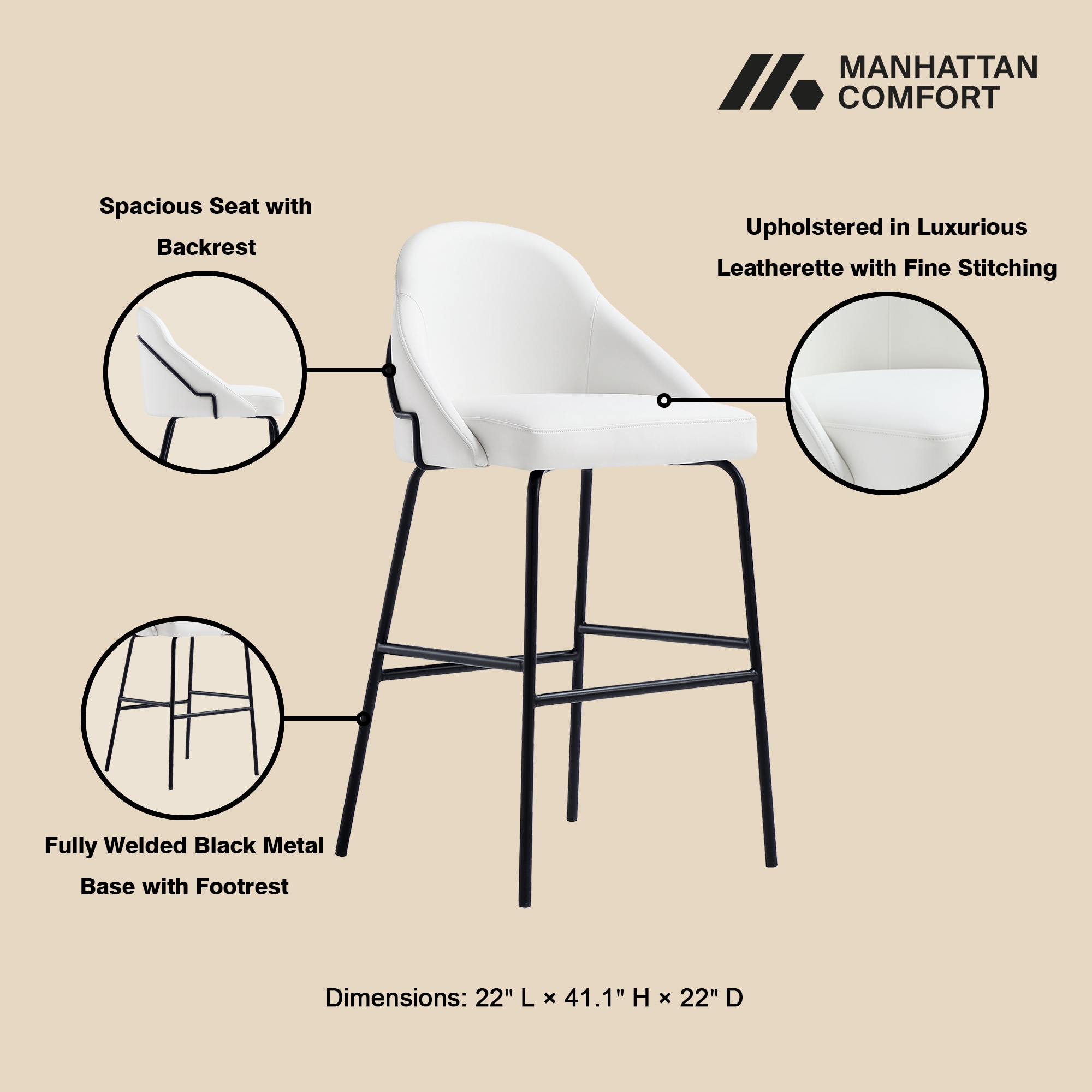 Manhattan Comfort 3-BS022-BWH stools - View #4