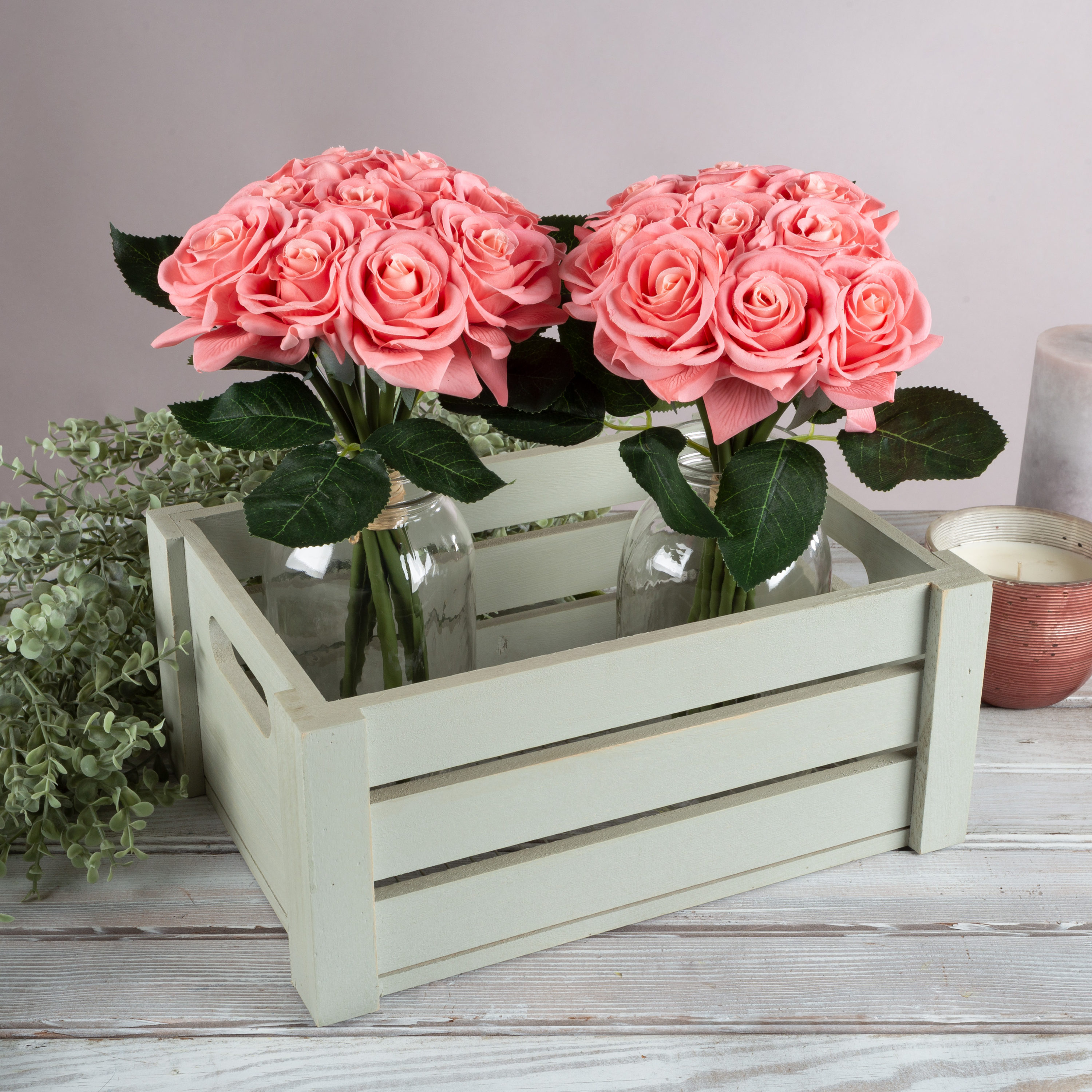 Nature Spring 796116JLA 11.5-Inches Coral Indoor Desktop Rose Artificial flower