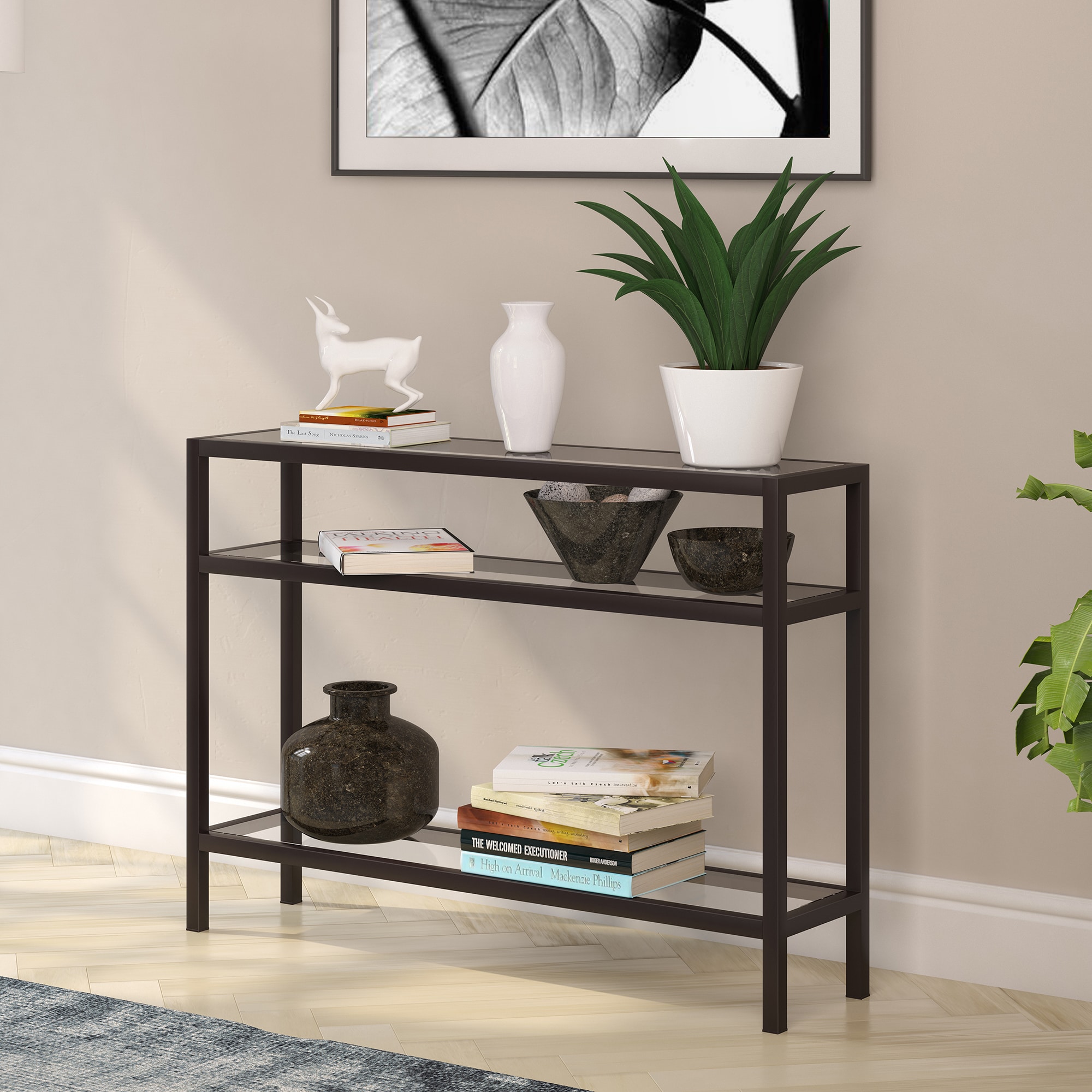 Hailey Home AT0106 Sivil Modern Blackened bronze Console table