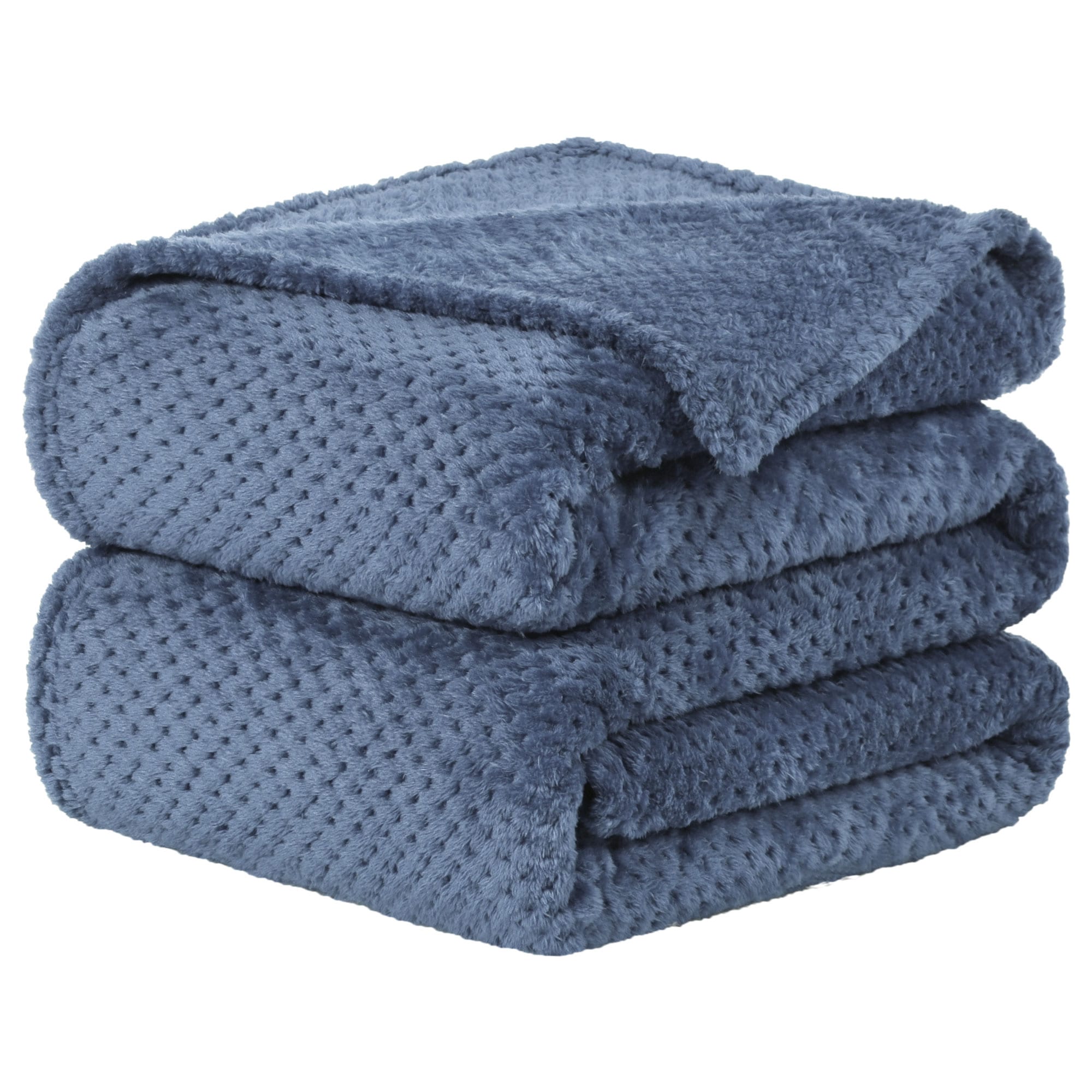 Unique Bargains Flannel Fleece Blanket Bed Throw Blanket Microfiber Warm Soft Blanket Mesh Fuzzy Plush 330GSM Decorative Lightweight Blanket 50x60inch Smoked Blue Blankets for Bed