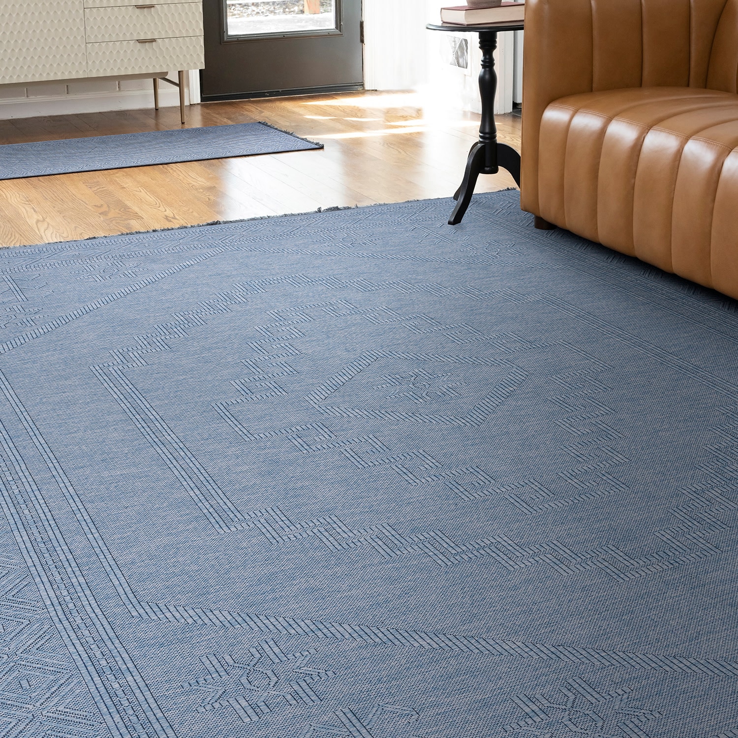 Tayse ALM2464 9X12 Alma 9 x 12 (ft) Loomed Cotton Azure Blue Rectangular Indoor Geometric Mid-Century Modern Machine washable Area rug