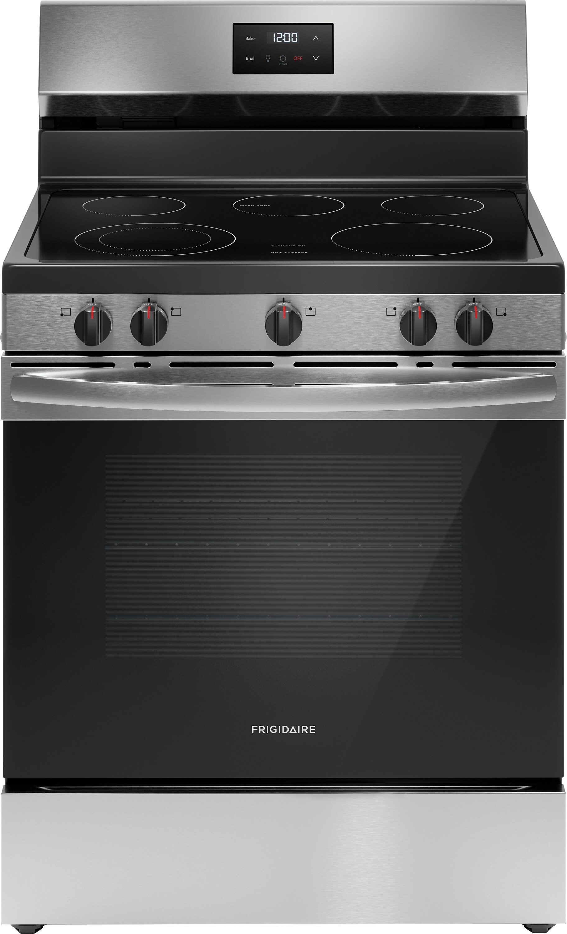 Frigidaire 30-in Glass Top 5 Burners 5.3-cu ft Freestanding Electric Range (Stainless Steel)