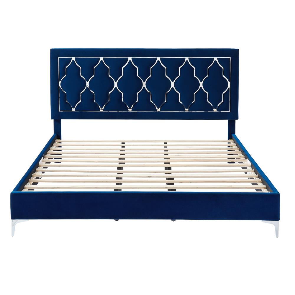 Worldwide Homefurnishings Blue King Upholstered Platform Bed At Lowes.com