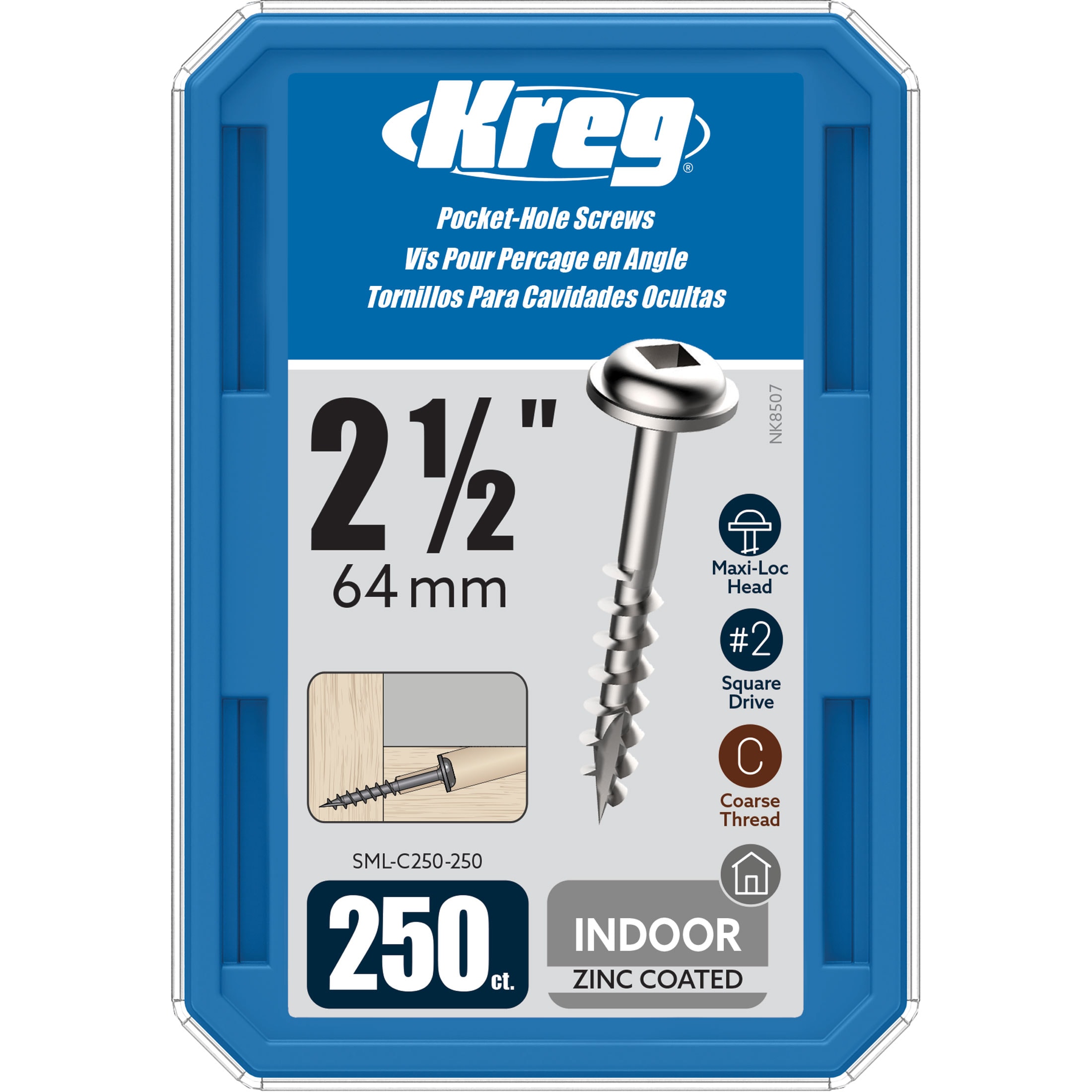 Kreg 8 X 2 12 In Zinc Plated Interior Pocket Hole Screws 250 Per Box
