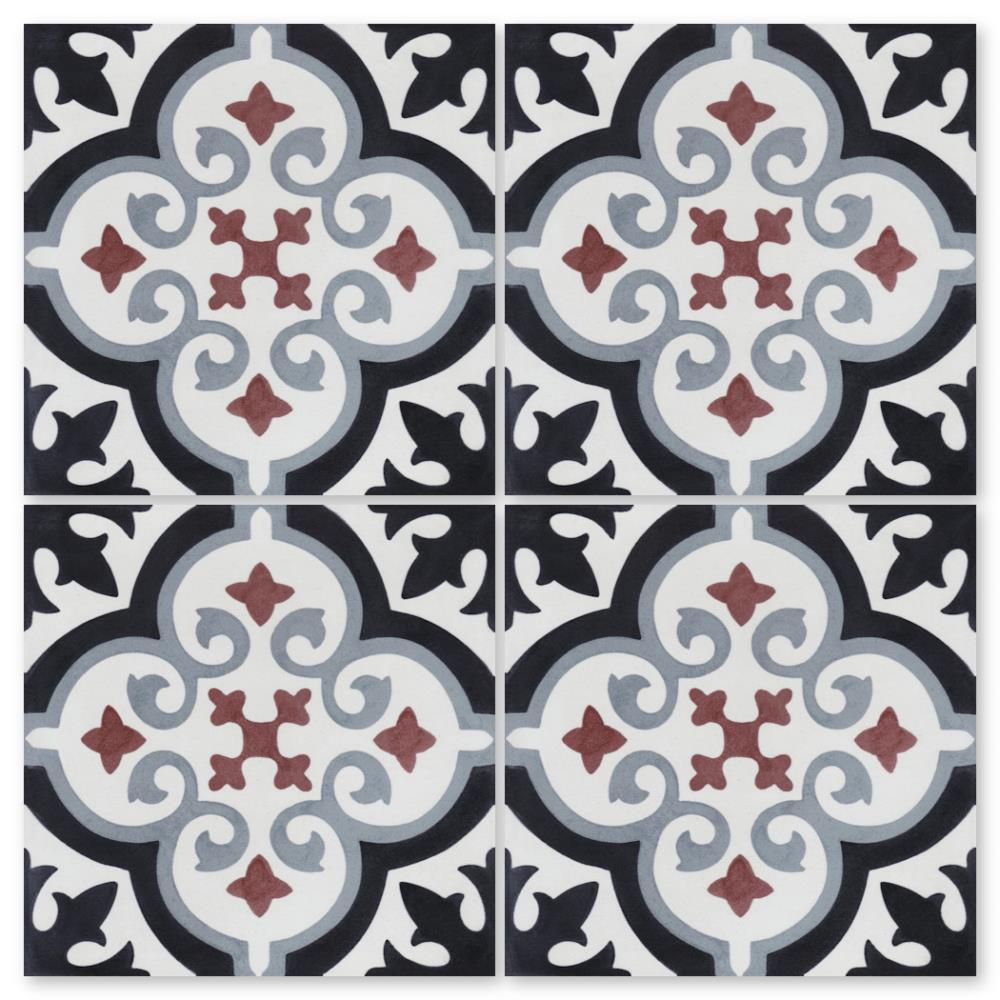 Villa Lagoon Tile LS-FRRE5-S1-P16 Fiore E Winter 8-in x 8-in Unglazed Cement Patterned Floor and Wall Tile (6.8889-sq. ft/ Carton)