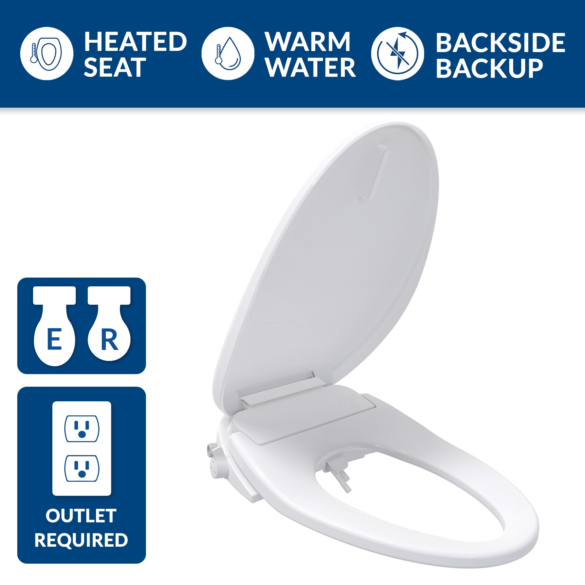 Bio Bidet BB-500 Plastic White Elongated Soft Close Heated Bidet Toilet ...