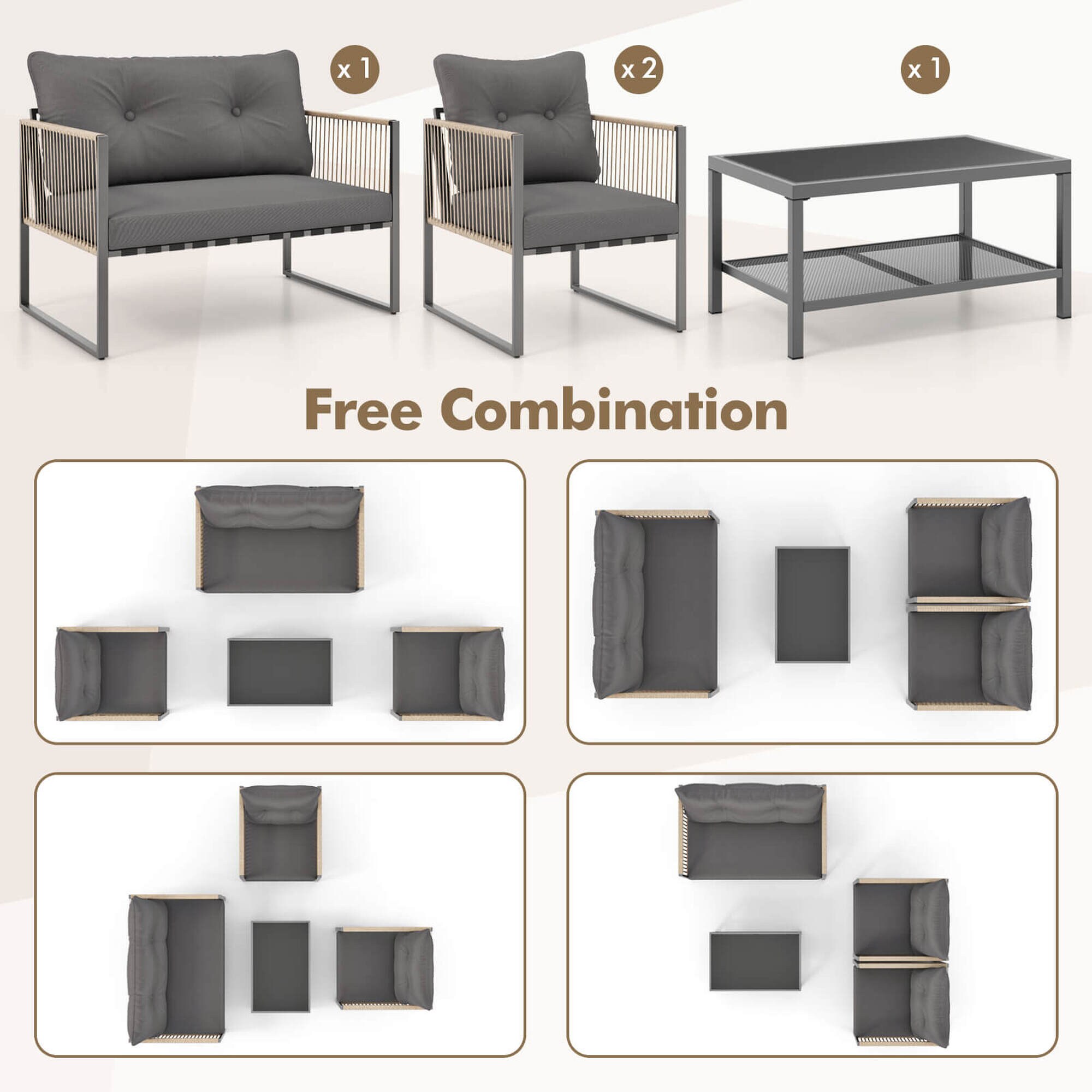 Costway HCST05469 Patio-Conversation-Sets - View #3