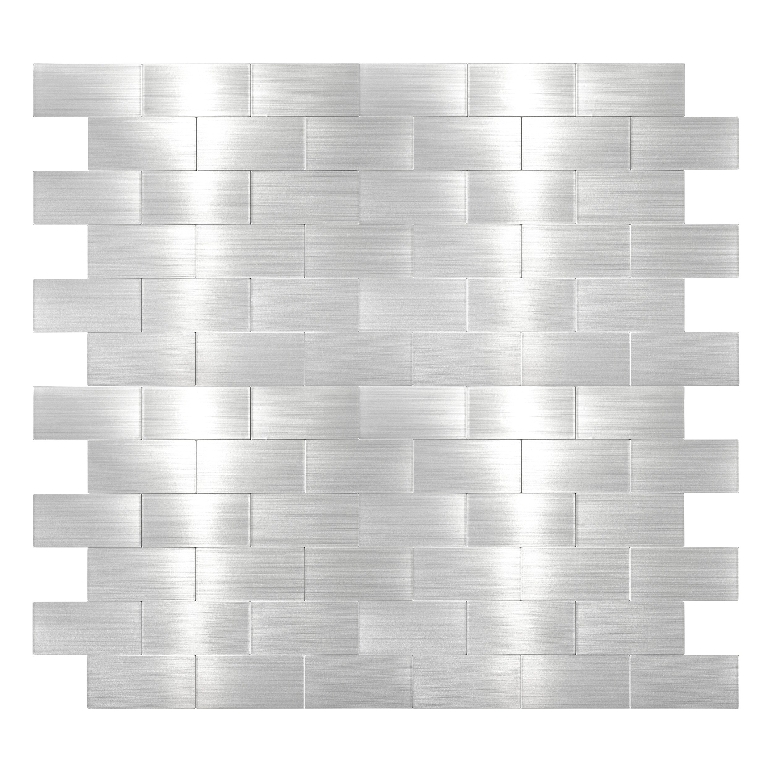 Avant Decor Silver 12-in x 14-in Polished Metal Brick Subway Peel