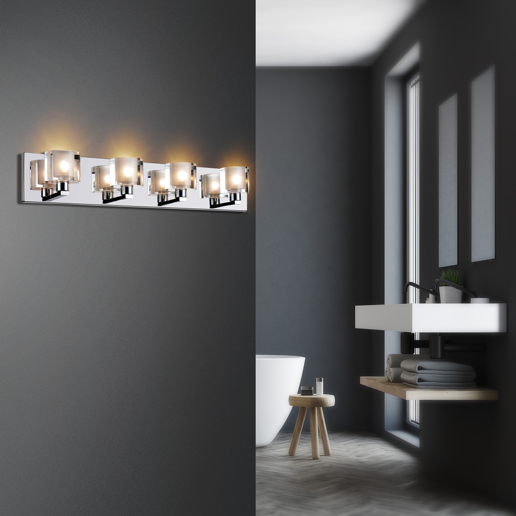 CWI Lighting 5540W25C-601 Tina 25-in W 4 -Light Chrome Wall Sconce