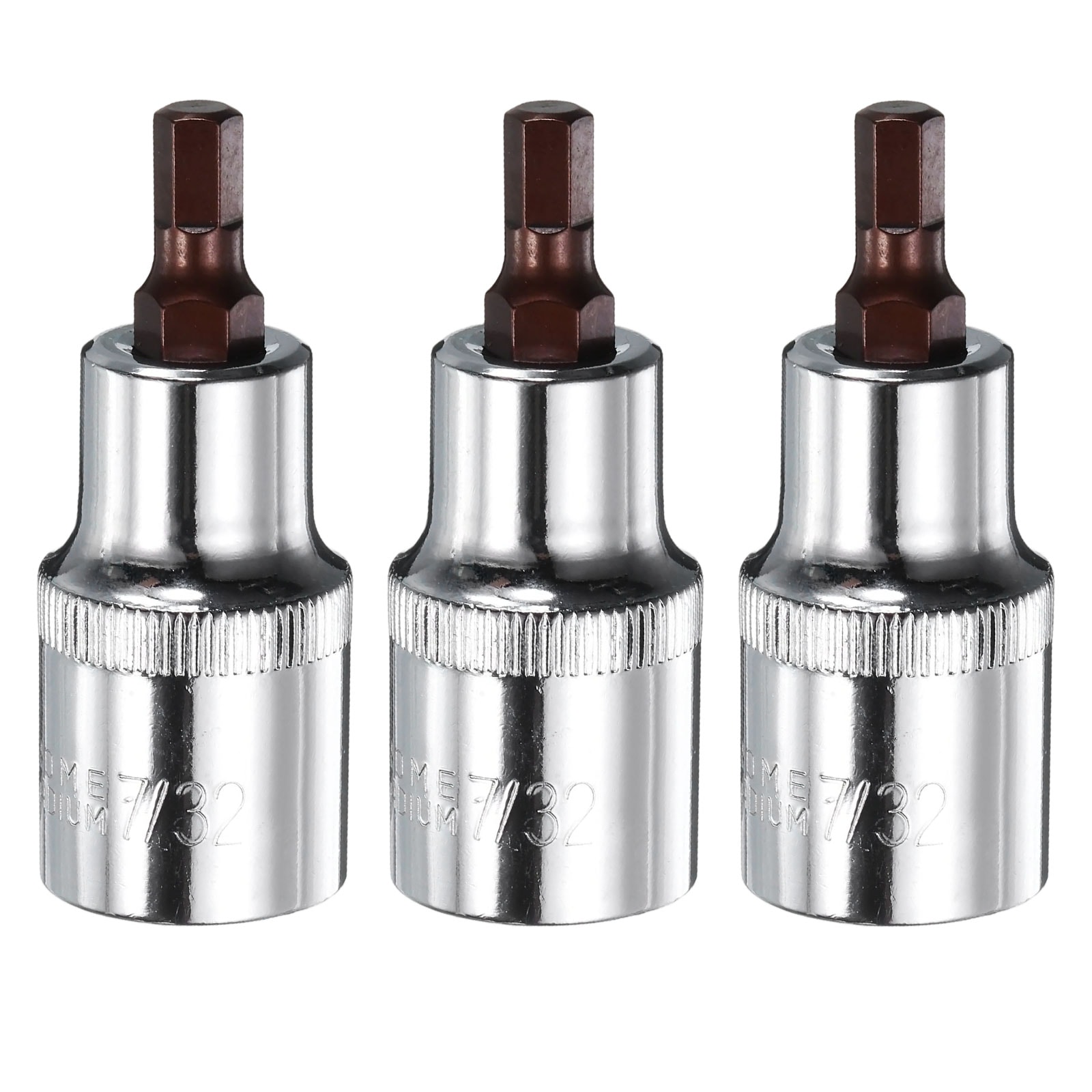 Harfington 3pcs 7/32 Inch Hex Bit Socket 1/2 Inch Square Drive SAE Extension Impact Bit Power Nut Driver Set S2 and CR-V Steel Socket Ratchet Wrench Bits #S26031801UX5539