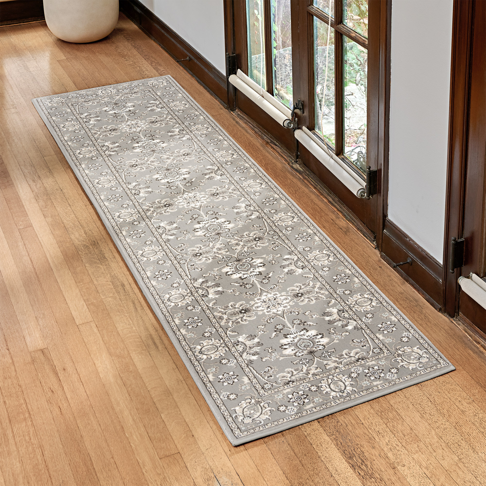 GERTMENIAN 28970 Majestic 2 x 8 (ft) Loomed Polypropylene Light Gray Rectangular Indoor Border Oriental Runner rug