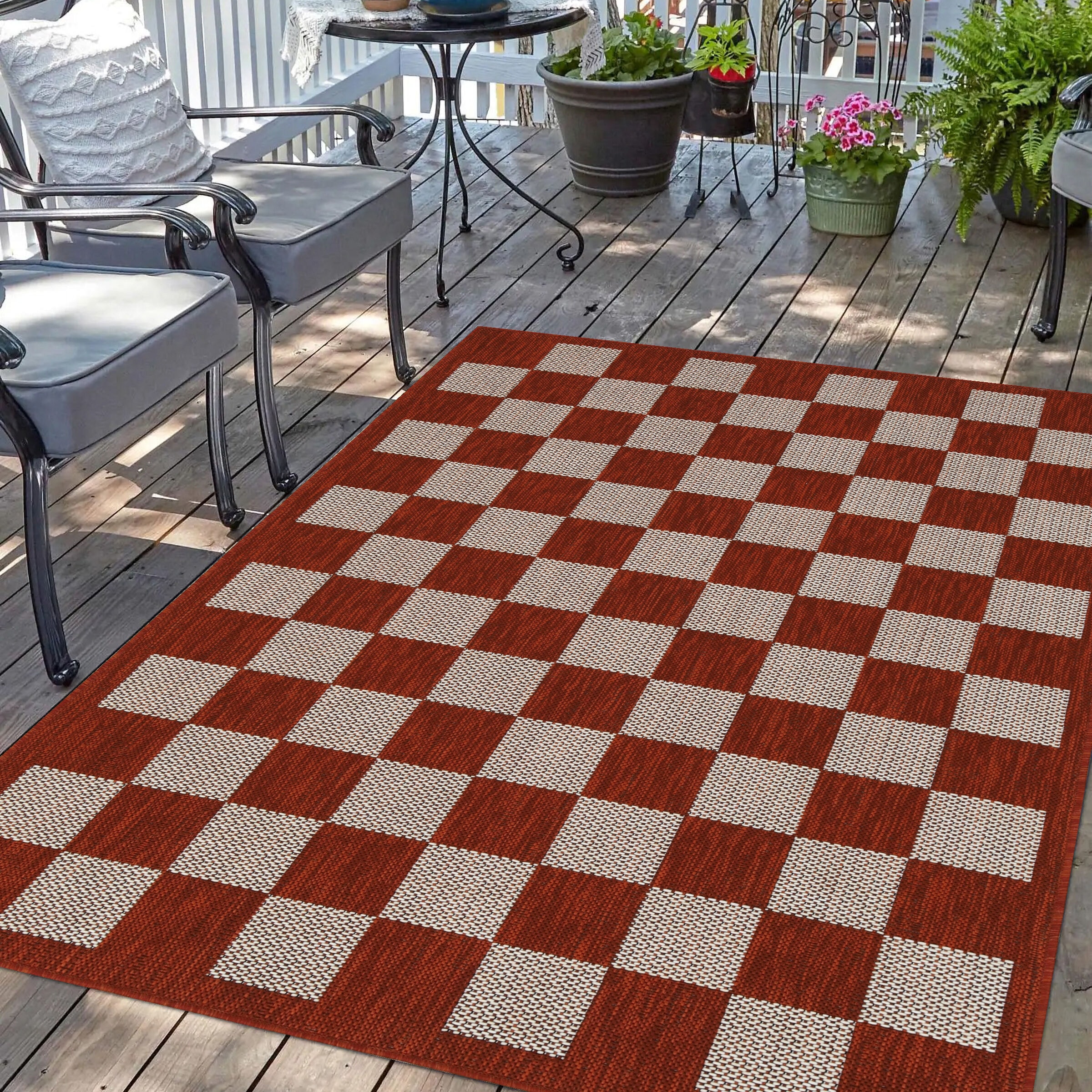 Playa Rug PLY-DAY-RED-5X8 5 x 8 (ft) Sisal Daisy-Red Ivory Rectangular Indoor/Outdoor Geometric Area rug