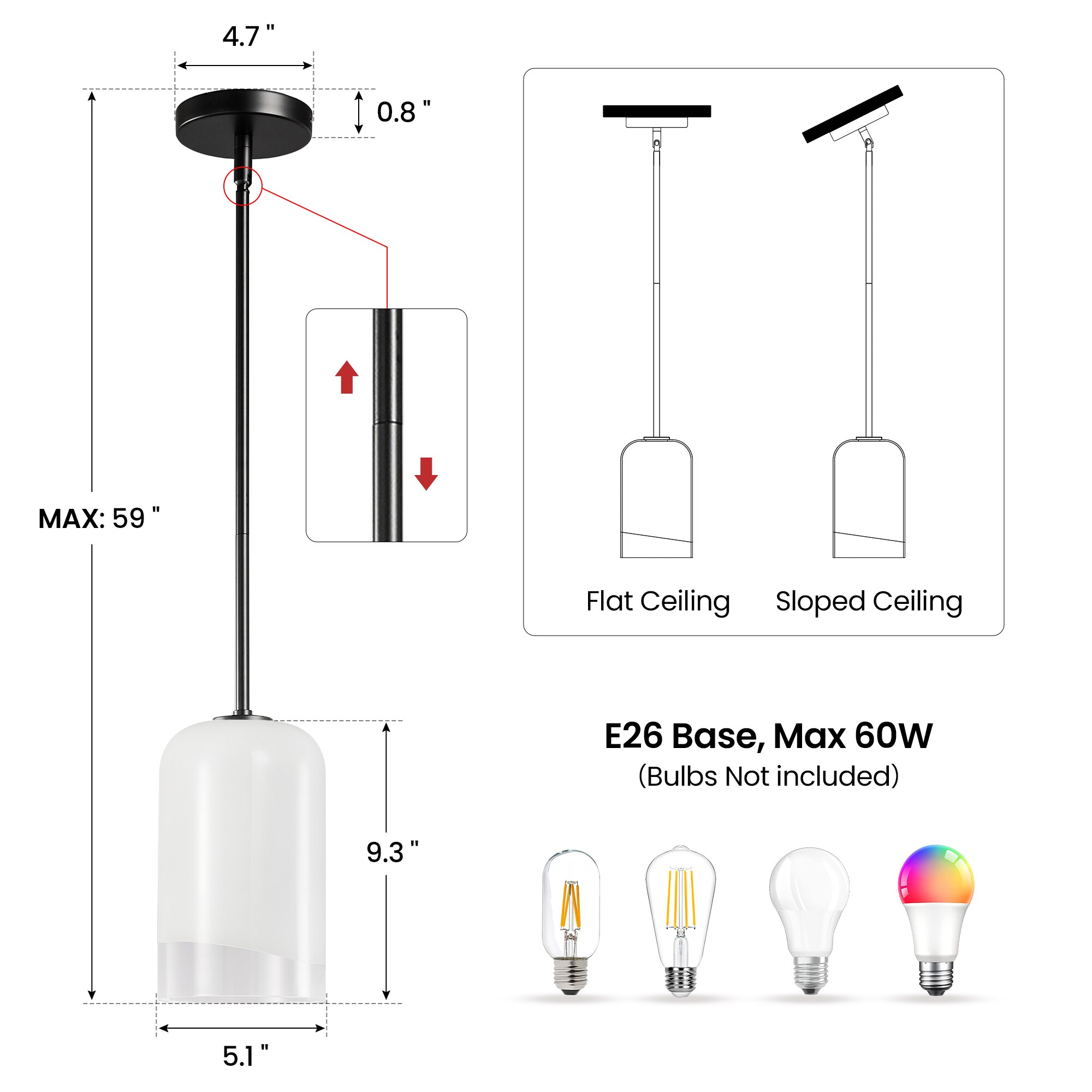 KAISITE 8242PL-01BK-US Pendant-Lights - View #3