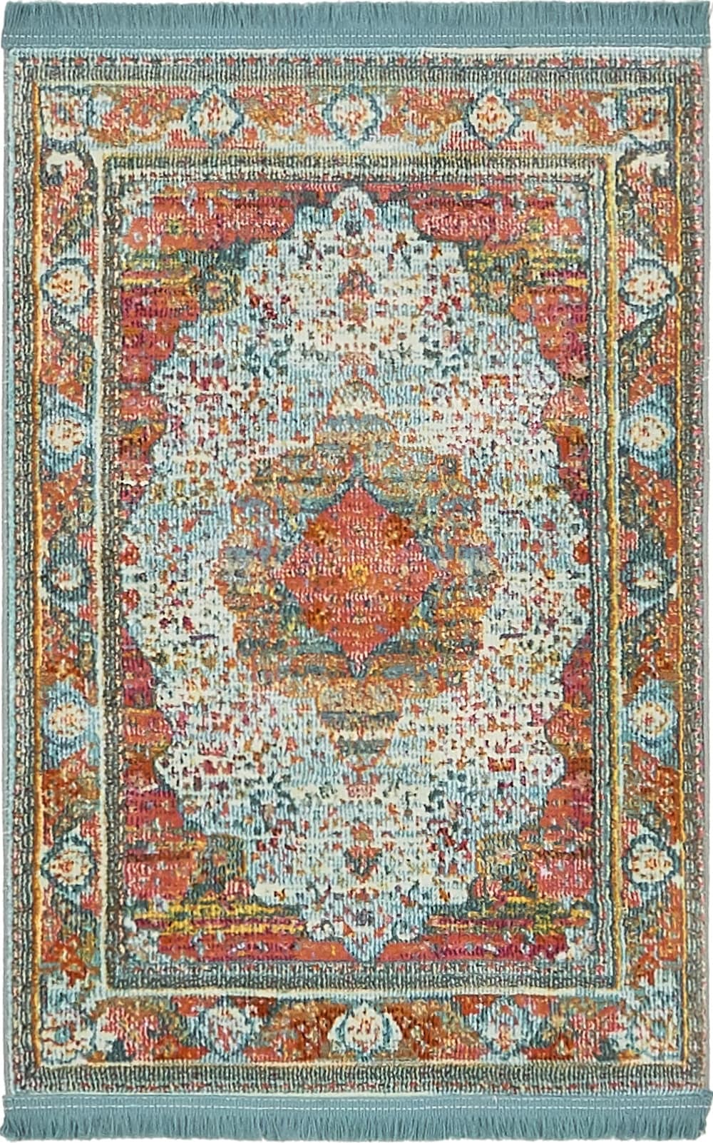 Reversible Easy-Care Synthetic Rug in Light Blue, 2' 2" x 3' 1"