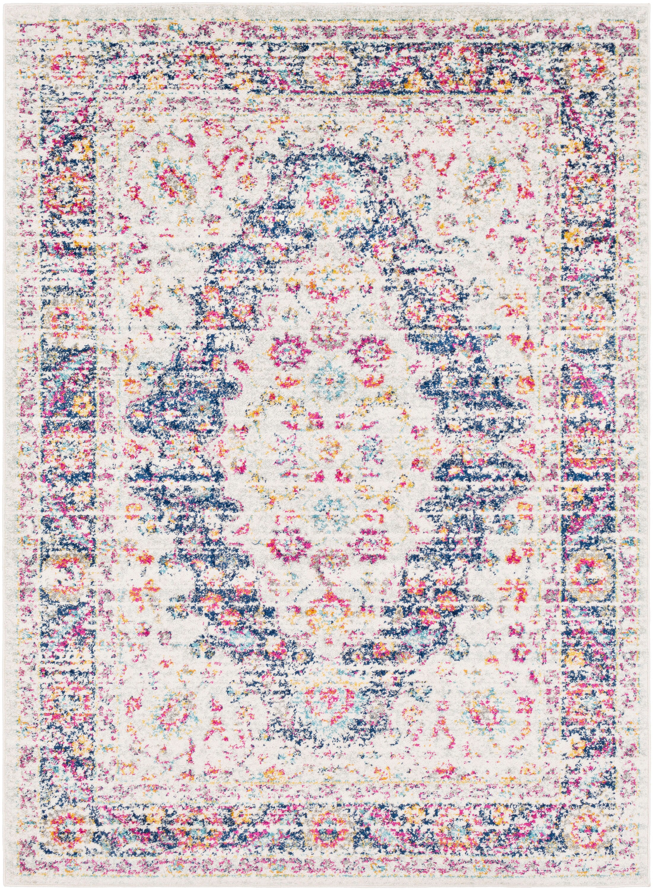Livabliss ELZ2312-5376 Elaziz 5 x 8 (ft) Polypropylene Pink Rectangular Indoor Medallion Global Area rug