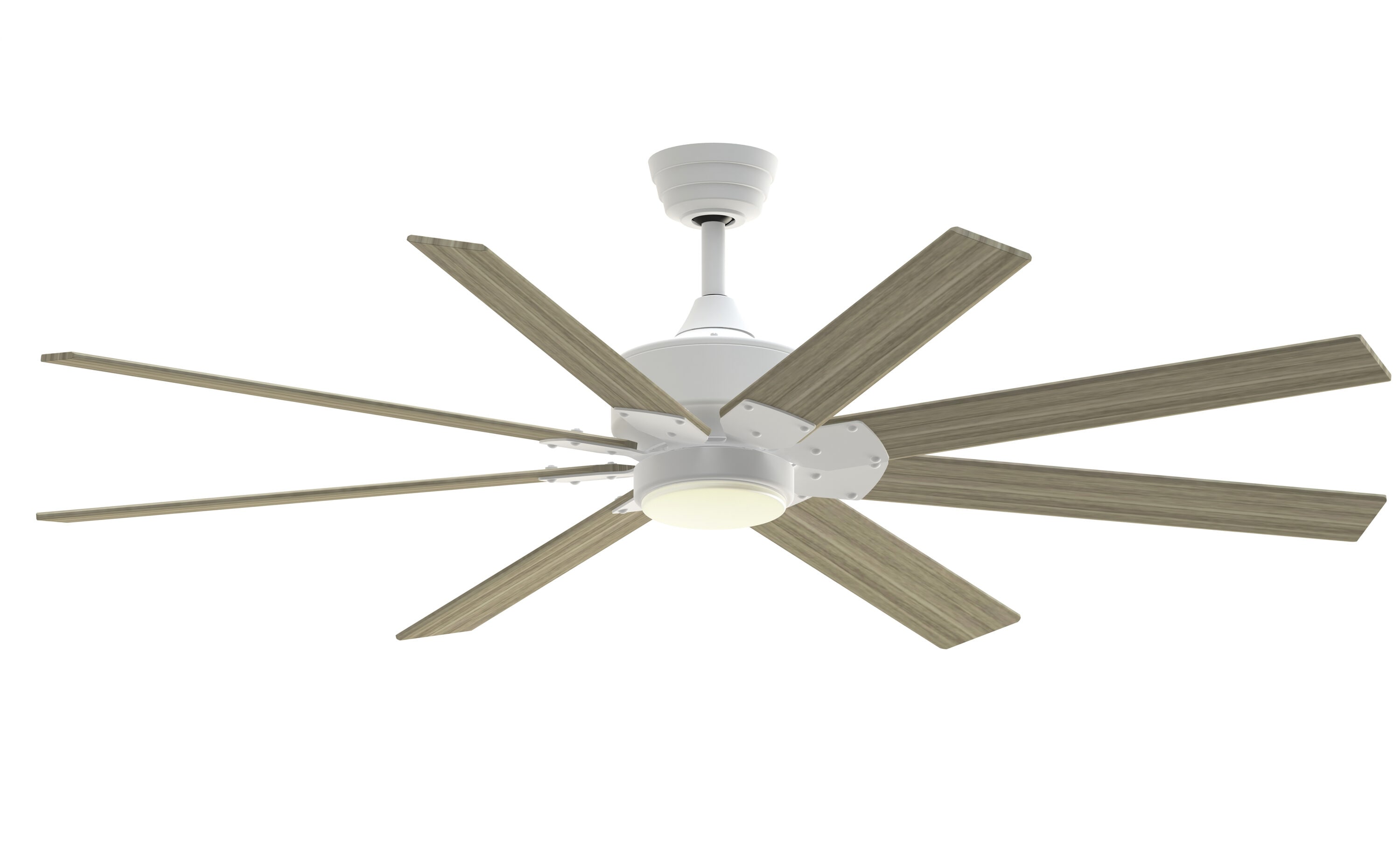 Fanimation Levon Custom 64-in Matte White with Washed Pine Blades Color-changing Integrated LED Indoor/Outdoor Smart Ceiling Fan with Light and Remote (8-Blade) FPD7912BMW-64WP-LK Sansujyuku sansujyuku.com