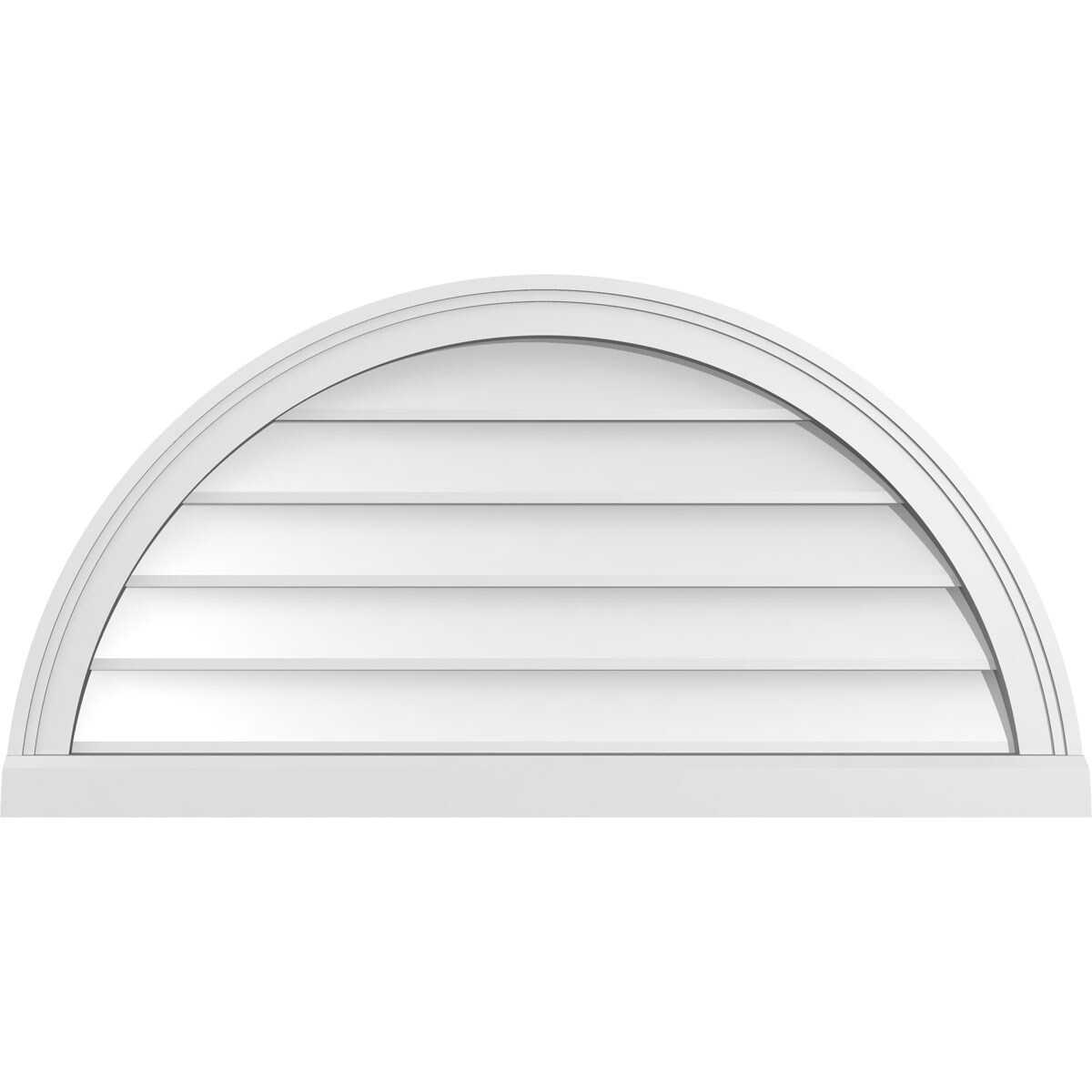 Ekena Millwork GVPHR36X1803SN 36-Inches x 18-Inches Off-white Half round PVC Gable Louver Vent