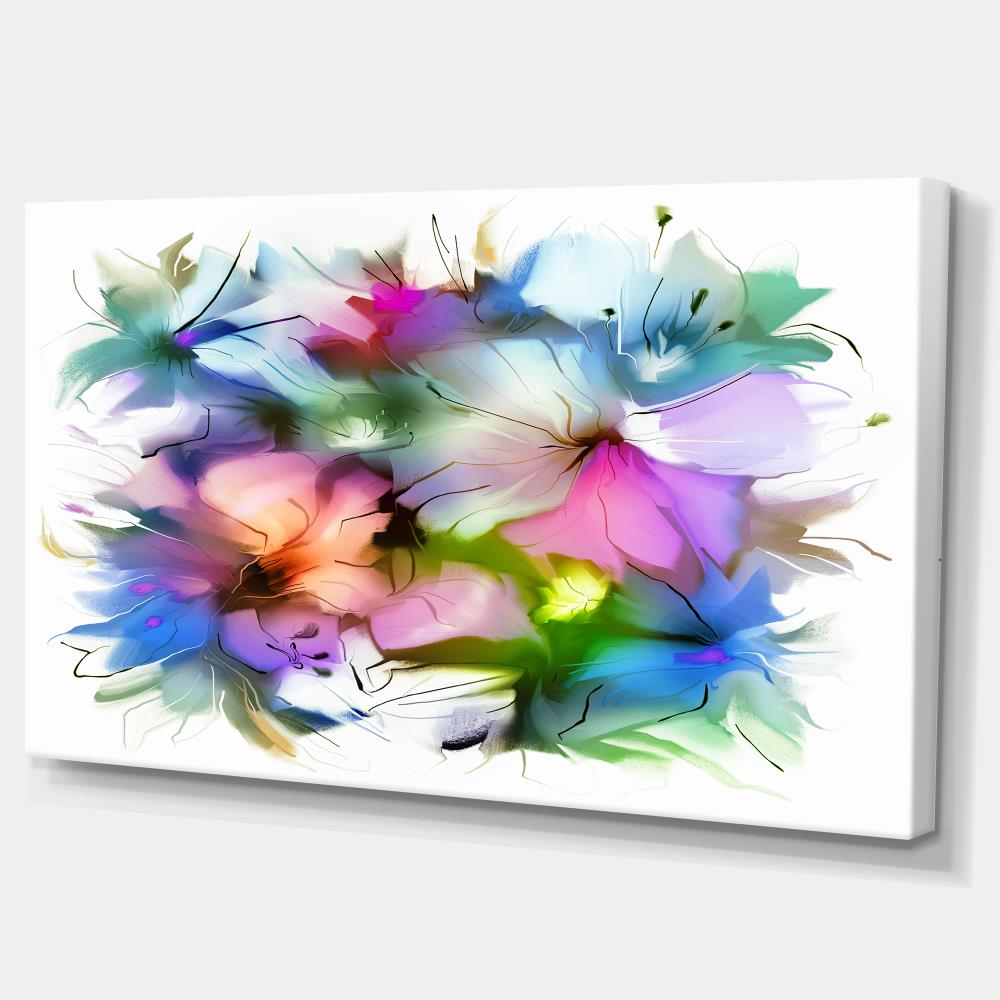 Designart Watercolor Floral Bouquet- Extra Large Floral Wall Art in the ...