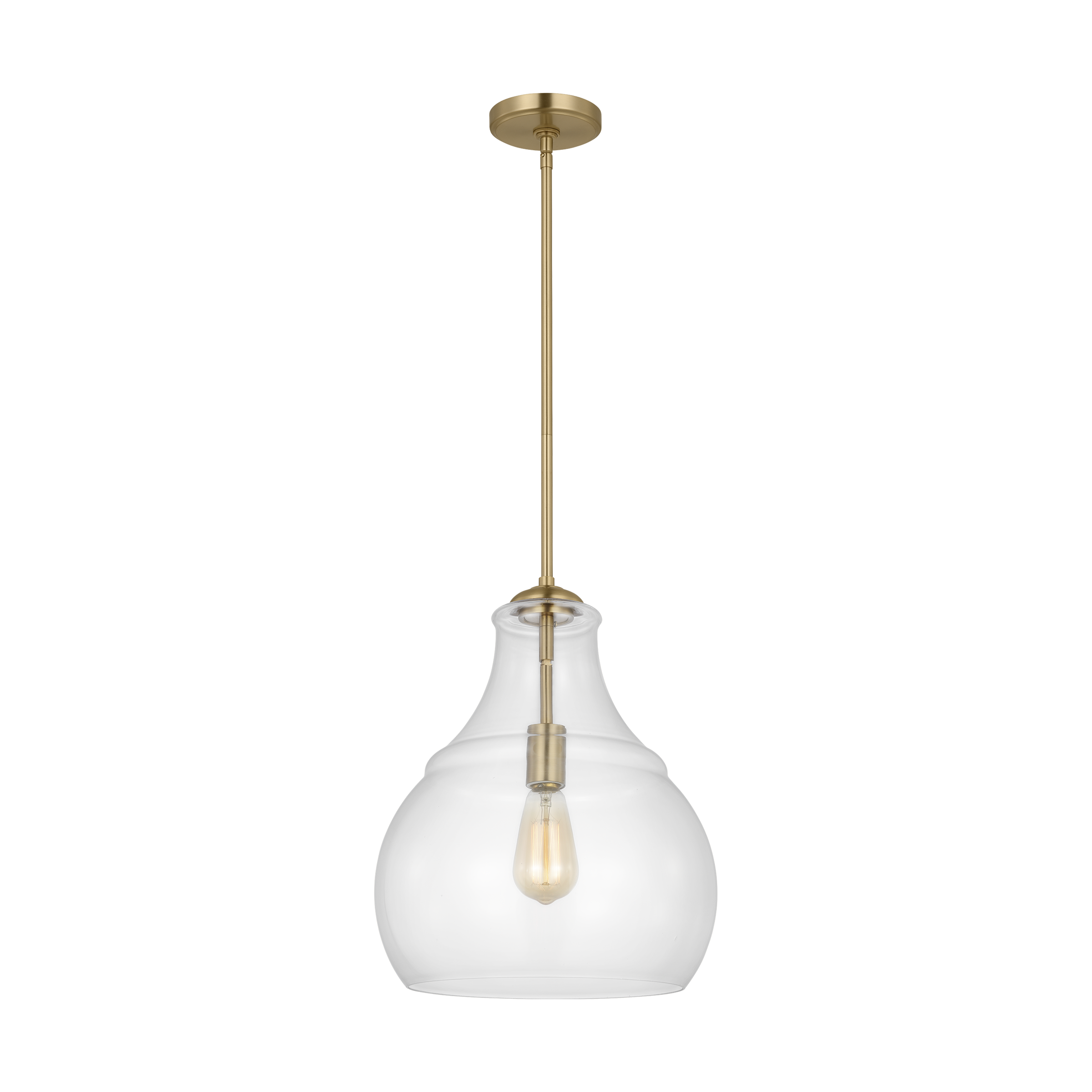 Zola 1-Light Satin Brass and Clear Glass Pendant
