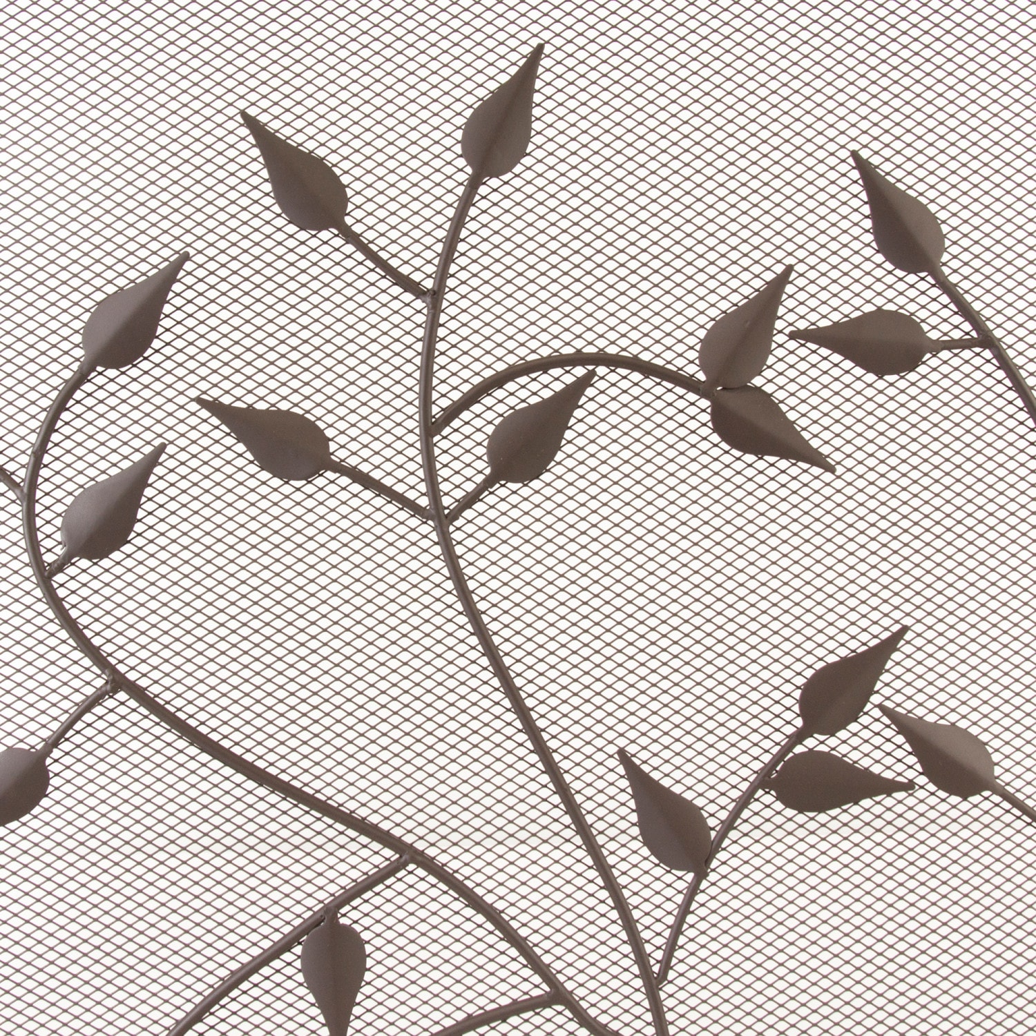 Waverly Brown Mesh Three-Panel Botanical Fireplace Screen