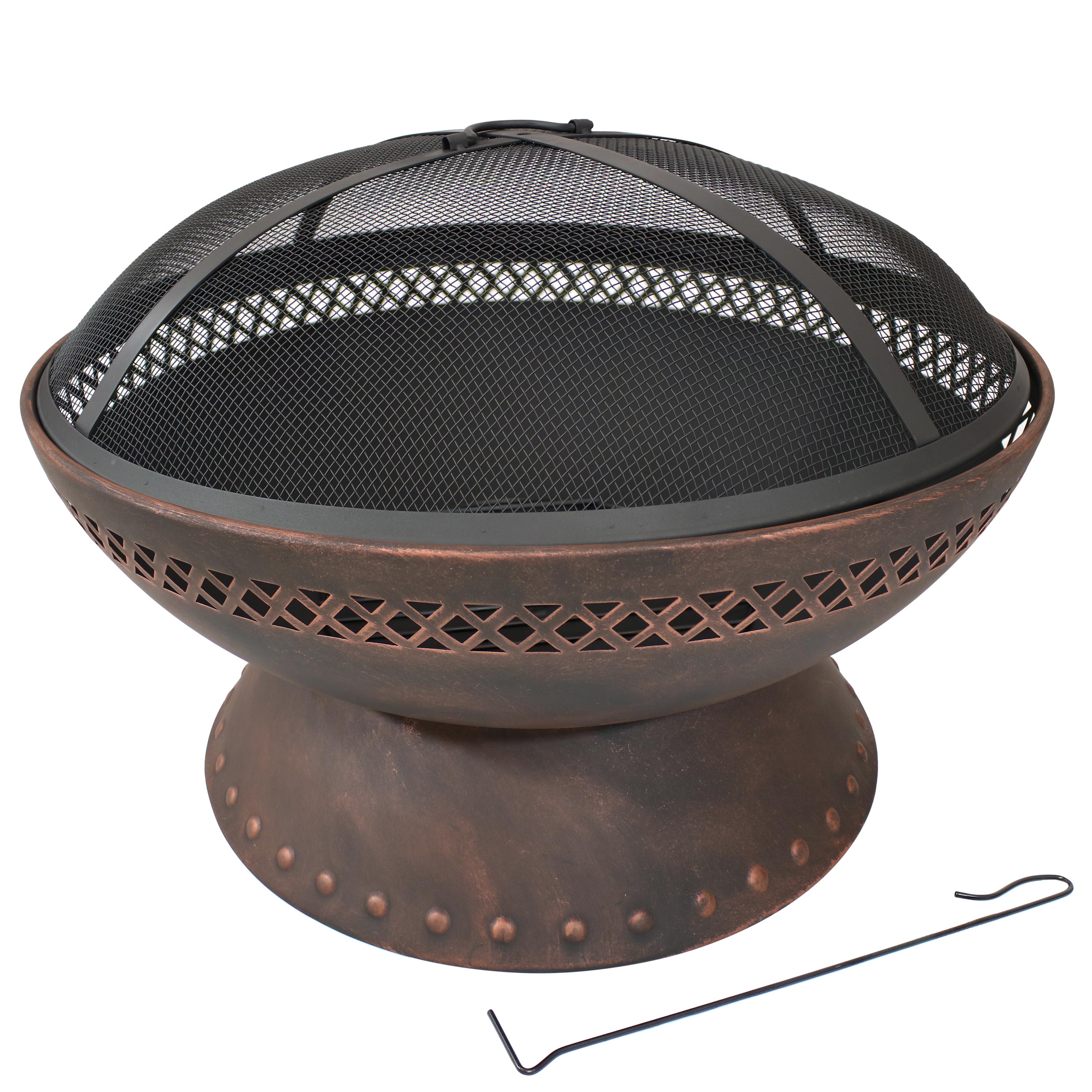 25-Inch Black Steel Wood Burning Fire Pit with Spark Screen