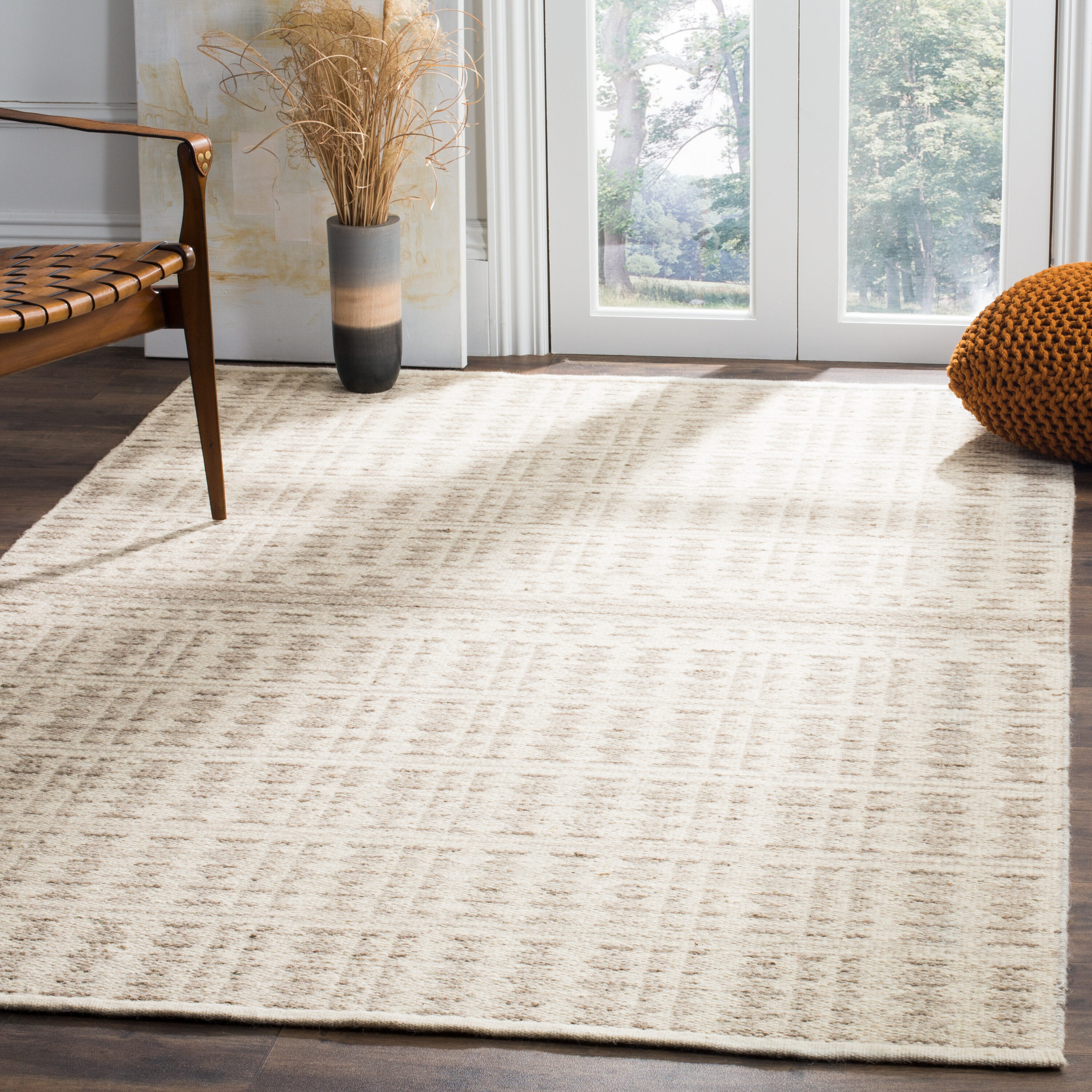  Kilim 350 Ivory/Light Gray Contemporary 5Ft x 8Ft Medium Rectangle Rug