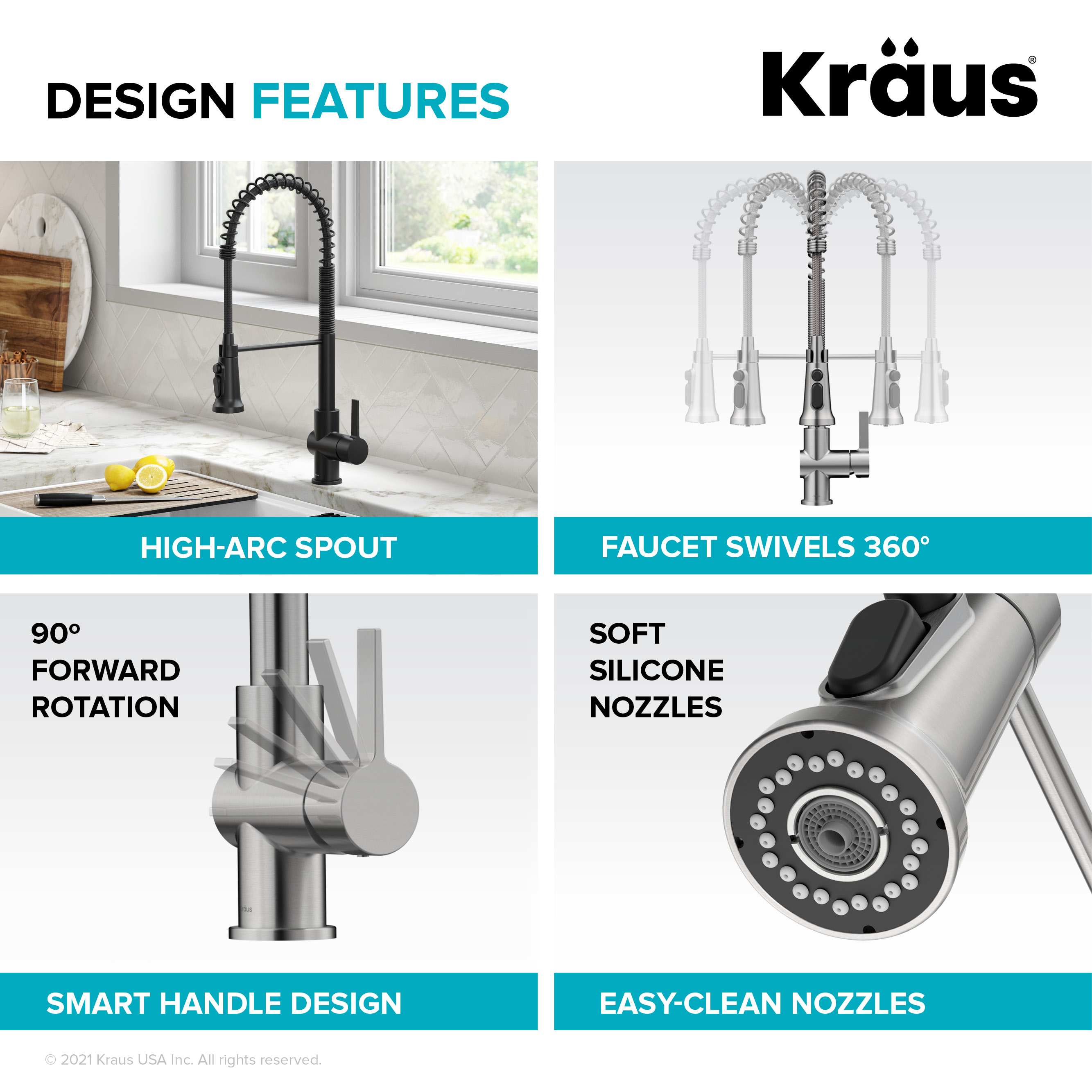 Kraus Matte Black Single Handle Pull-down Kitchen Faucet with Sprayer ...