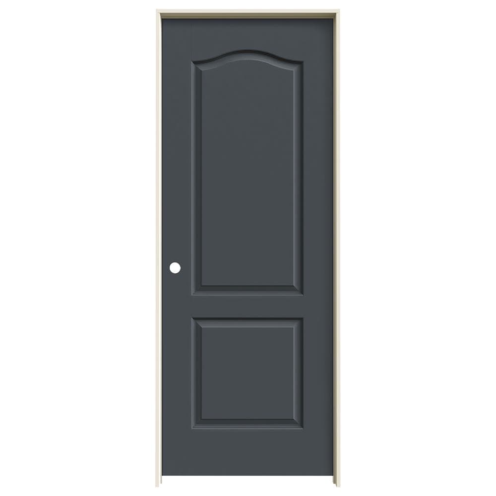 JELD-WEN LOWOLJW137200301 30-in x 80-in Slate Solid Core 2-panel Arch Top Right Hand Smooth Prefinished Molded Composite Flat Jamb Single Prehung Interior Door