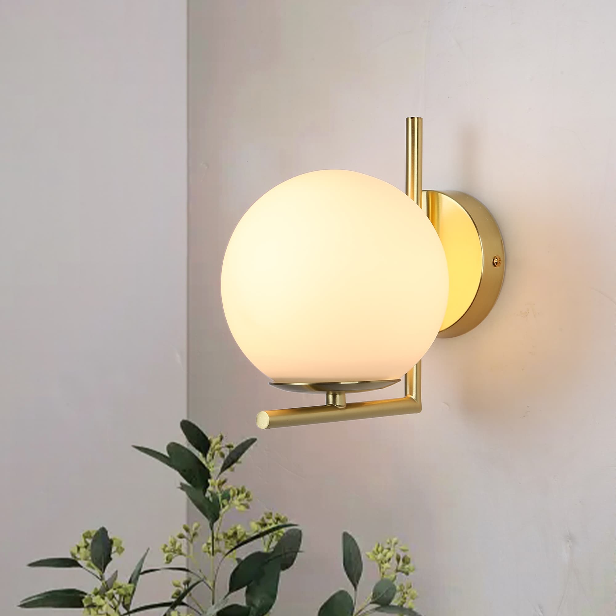 SUNLLOK LD1001-D L shape glass wall lamp 5.9-in W 1 -Light Gold Industrial Wall Sconce