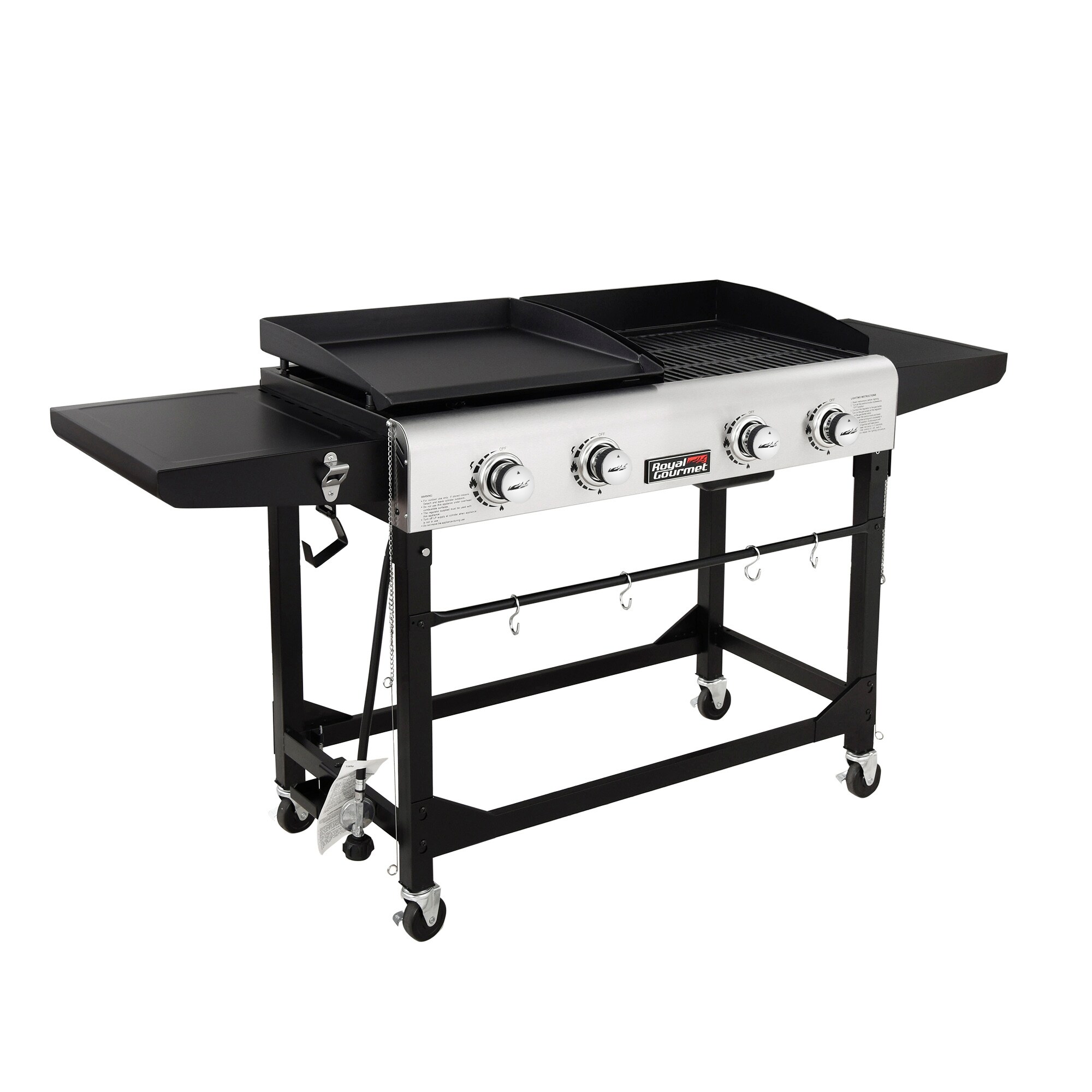 4-Burner Propane Gas Grill in Stainless Steel with Griddle Top