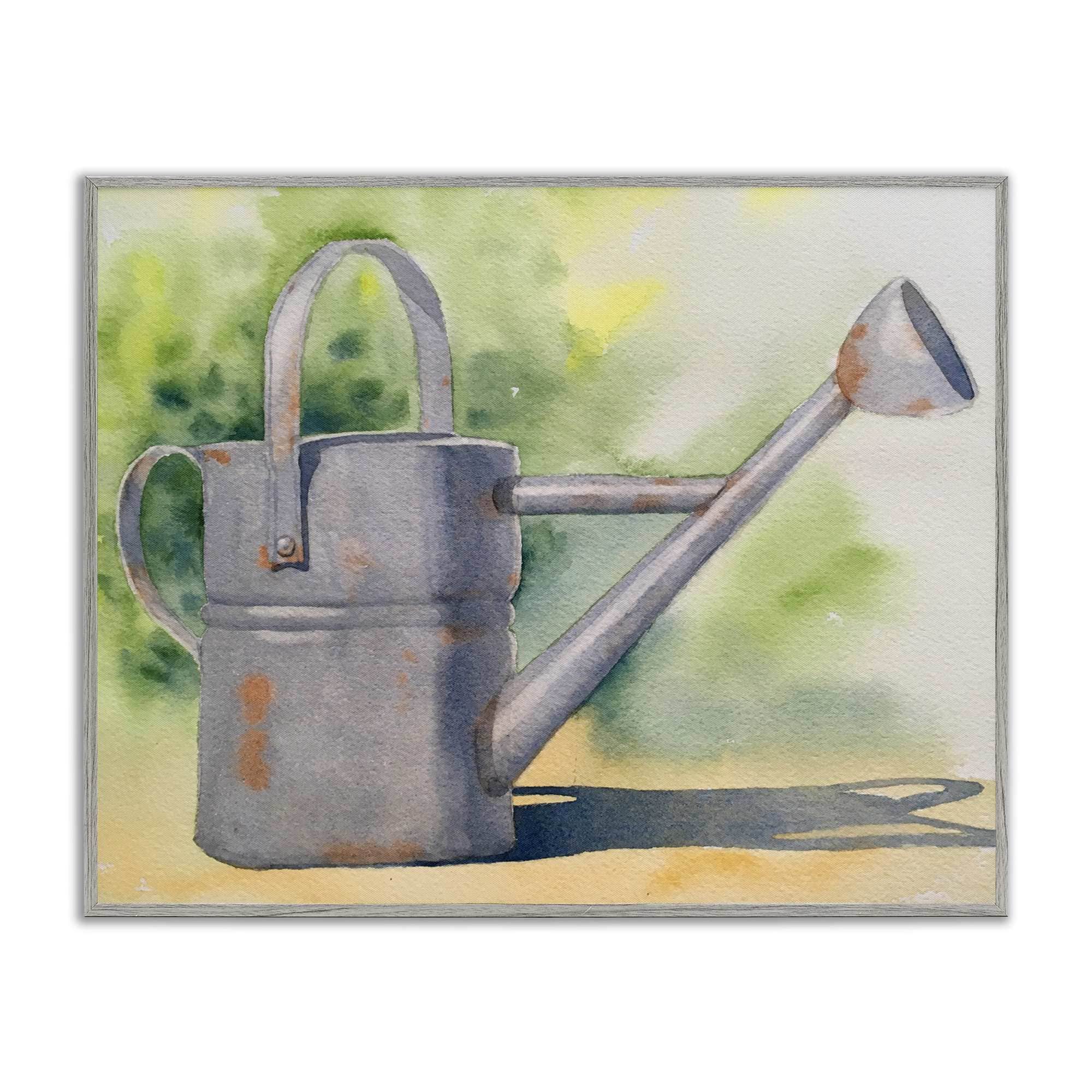 Stupell Industries BS-580-GFF-24X30 Country Watering Can in Garden Gray Framed Giclee Art By Stephanie Fielden 30 x 24