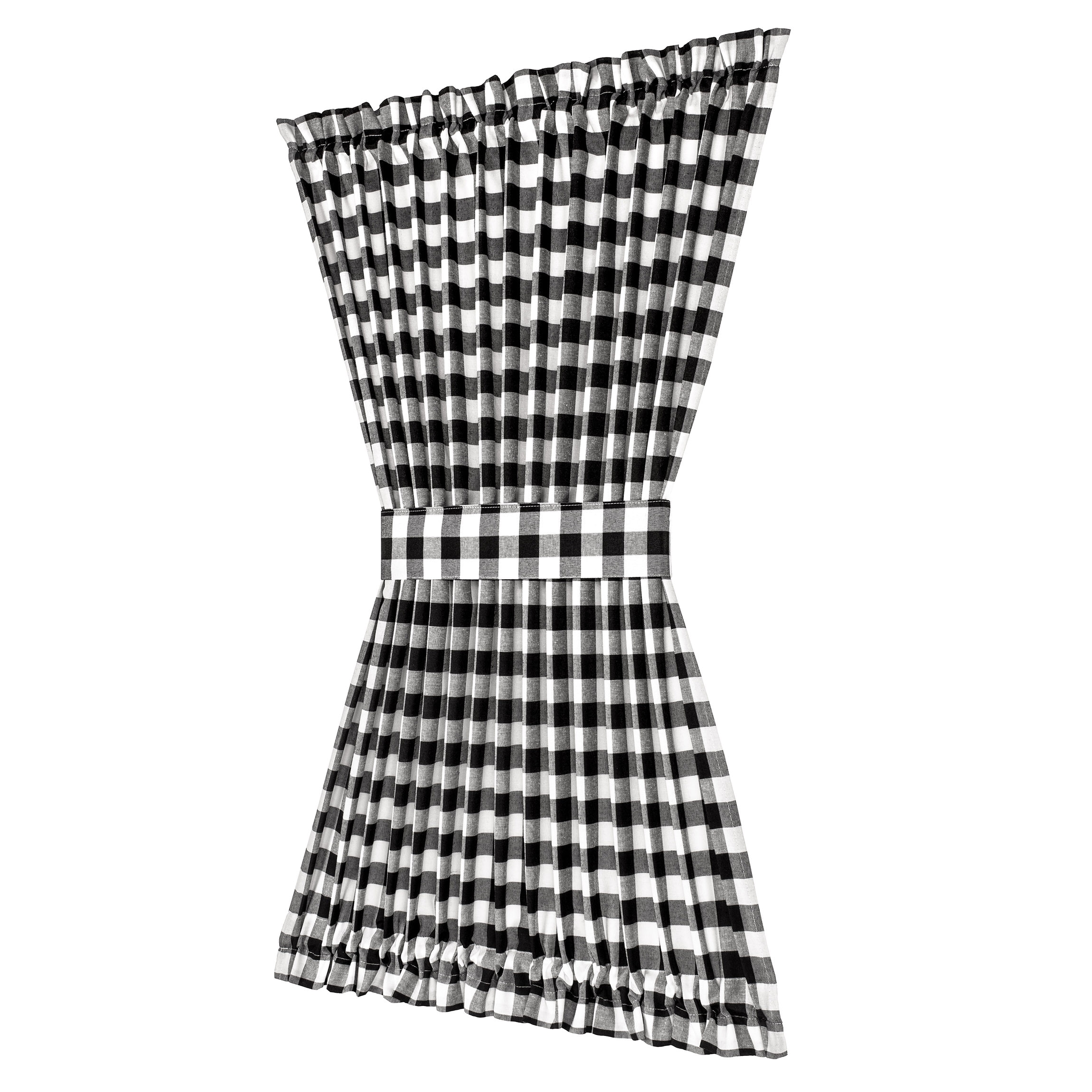 Achim BC54X40BW6 40-Inches Black/White Plaid Light filtering Rod pocket Curtain panel pair