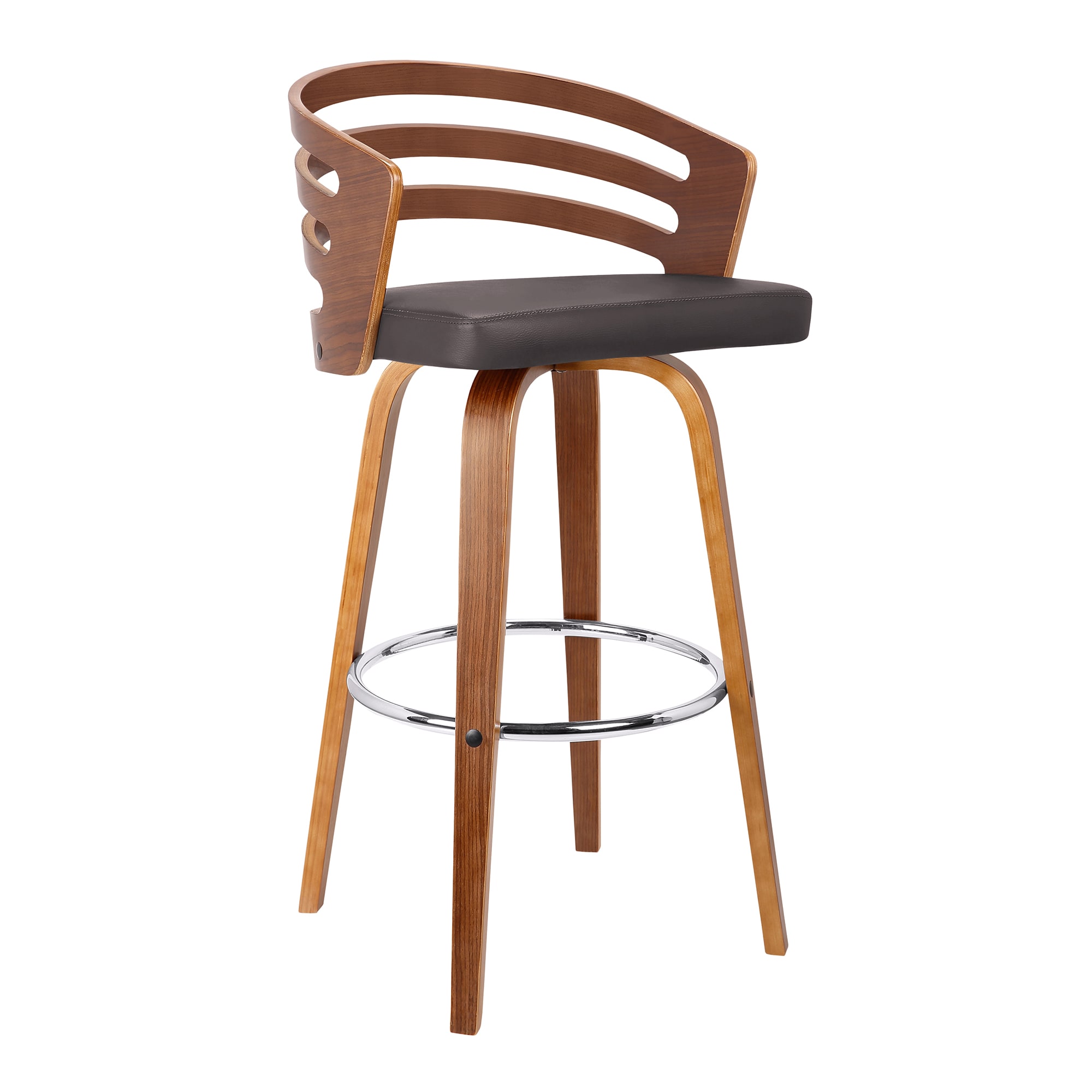 Armen Living LCJYBABRWA30 Java Cream 24.0-in H Counter height Square seat Upholstered Swivel Wood Bar Stool with Arms and Back