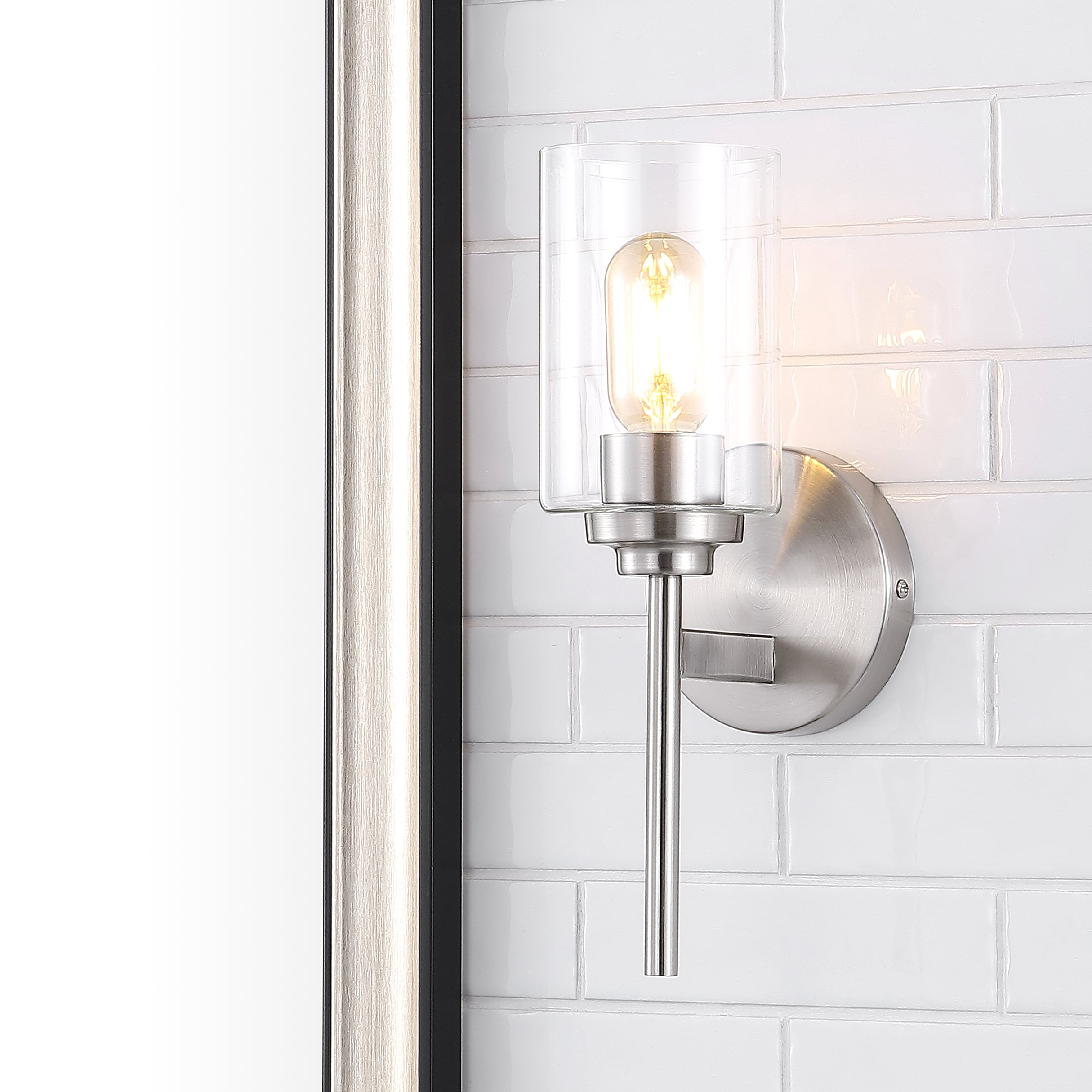 JONATHAN  Y JYL9547C Juno Iron Cylinder Industrial Transitional 5.75-in 1 -Light Satin Nickel Farmhouse Vanity light