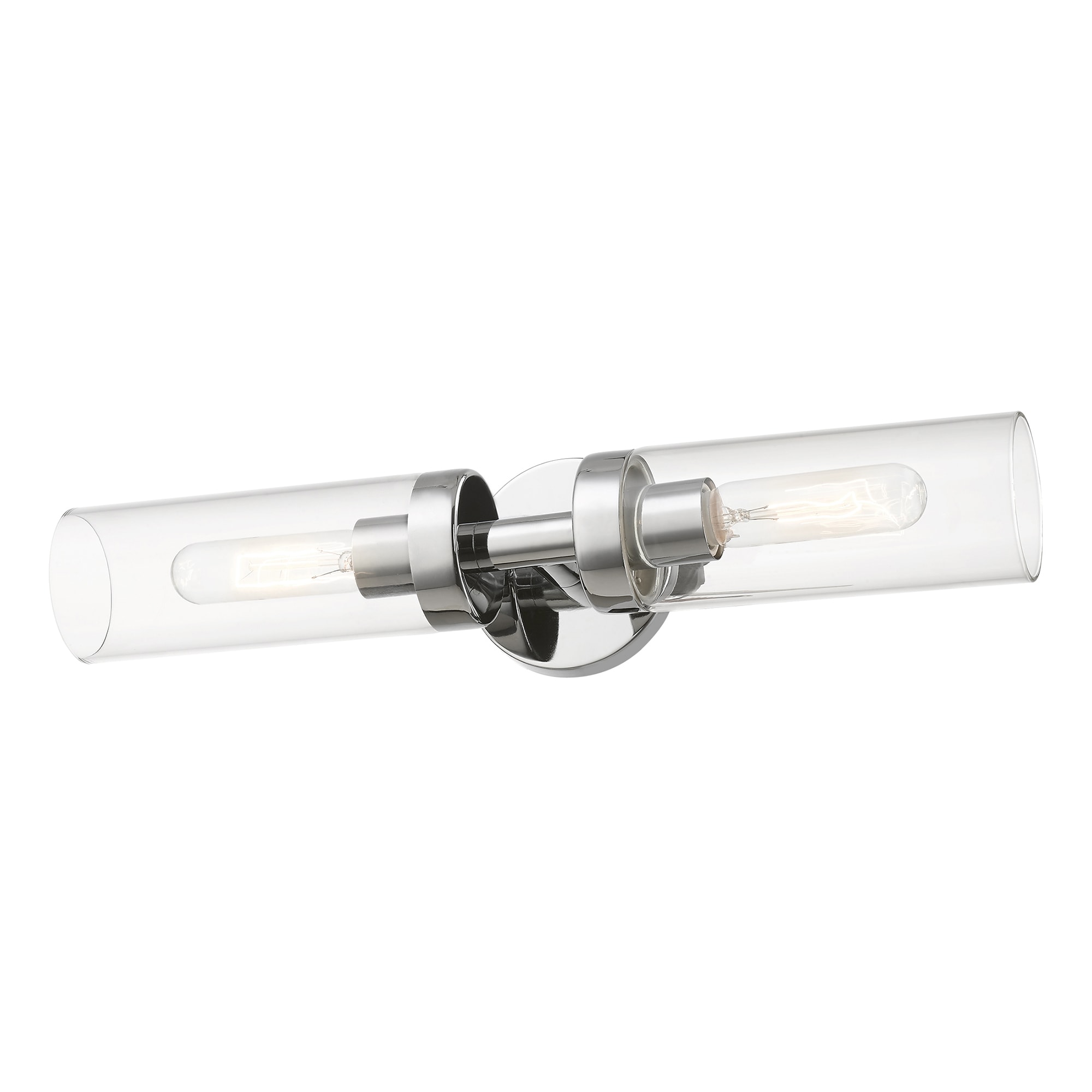 Ludlow Polished Chrome 2-Light Vanity with Clear Glass Shades