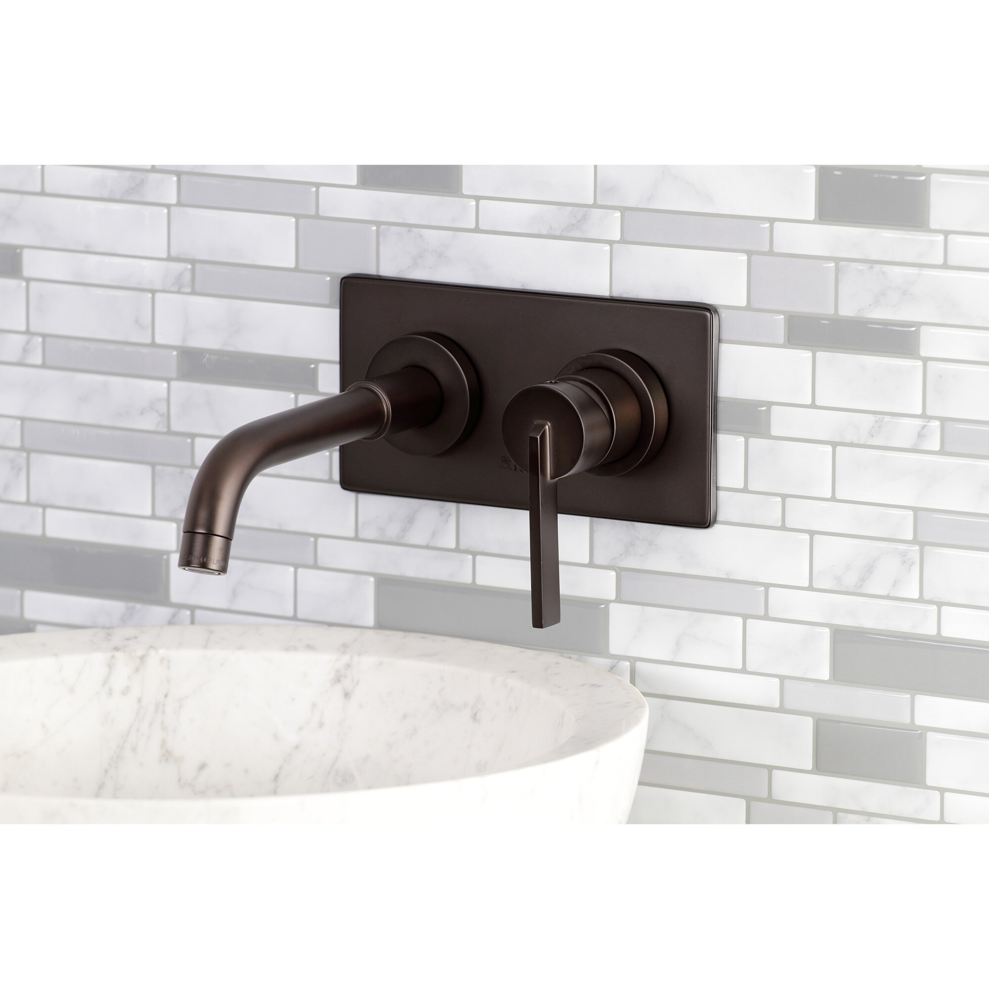 Kingston Brass WLKS8115CTL Continental Oil-rubbed bronze Wall-mount 1-handle Low-arc Residential Handle Bathroom Sink Faucet