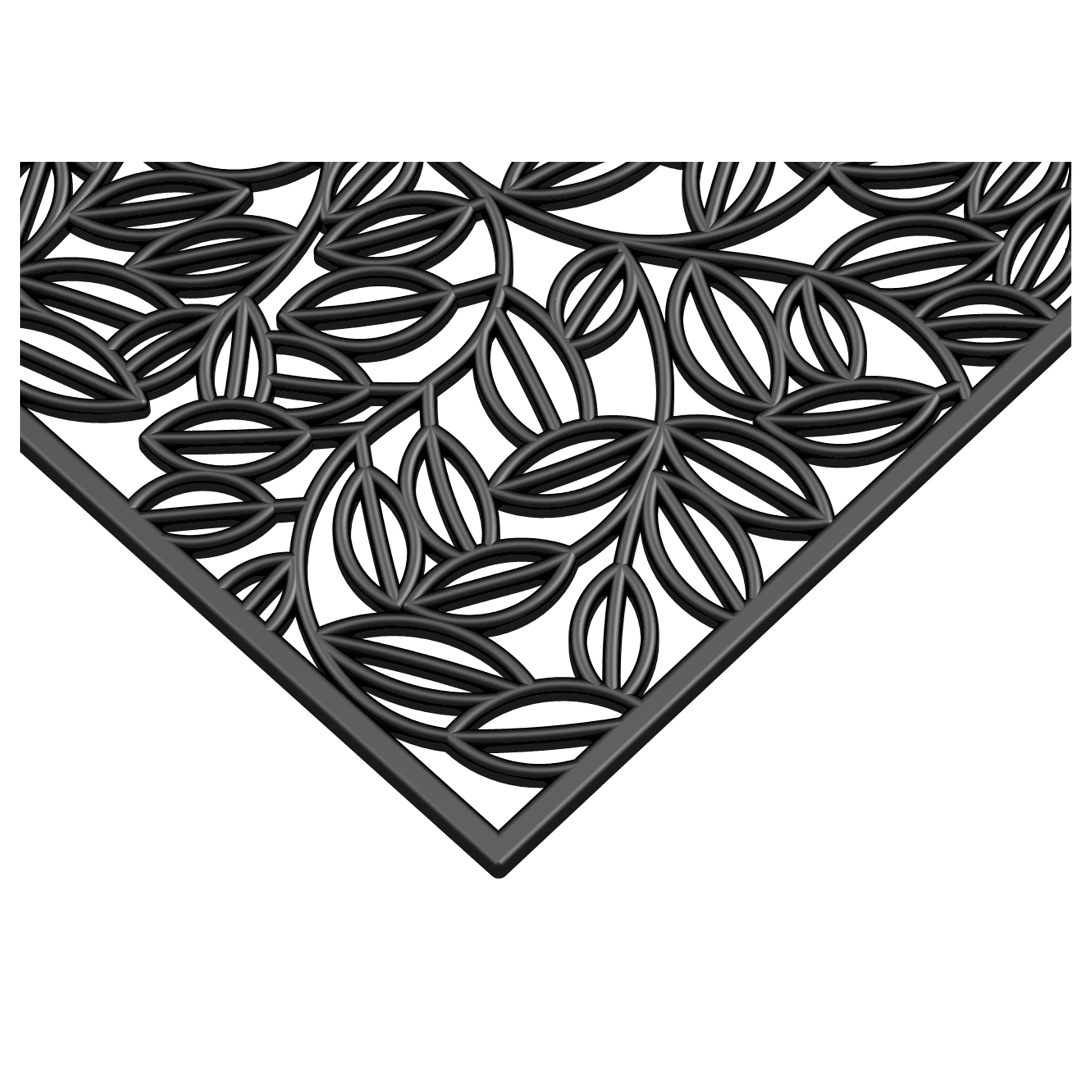 Black 18 x 30 Inch Rubber Outdoor Doormat with Vine Design