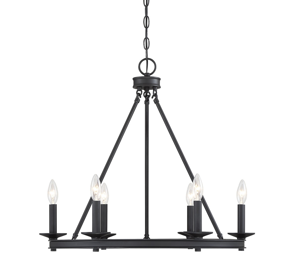 Matte Black 6-Light Metal Candle Chandelier