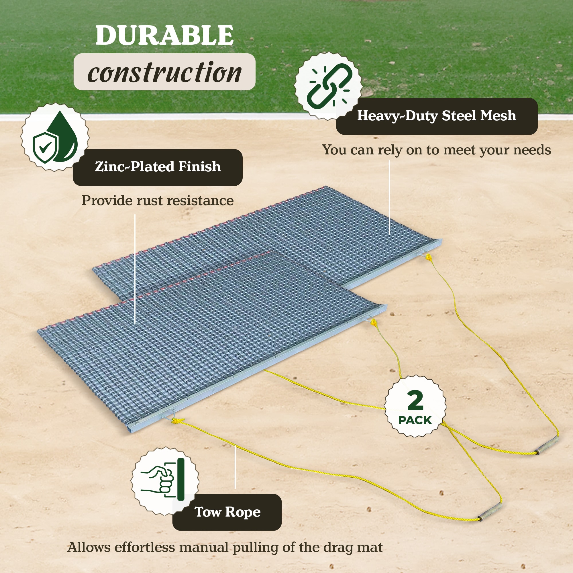 Yard Tuff Zinc Plated Field Surface Leveling Drag Mat (2 Pack) 113692 Sansujyuku sansujyuku.com