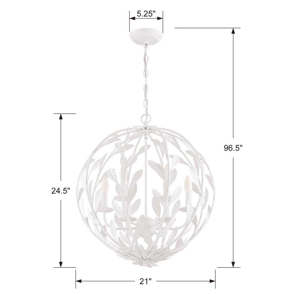 Mini Elegance 6-Light Matte White Floral Chandelier