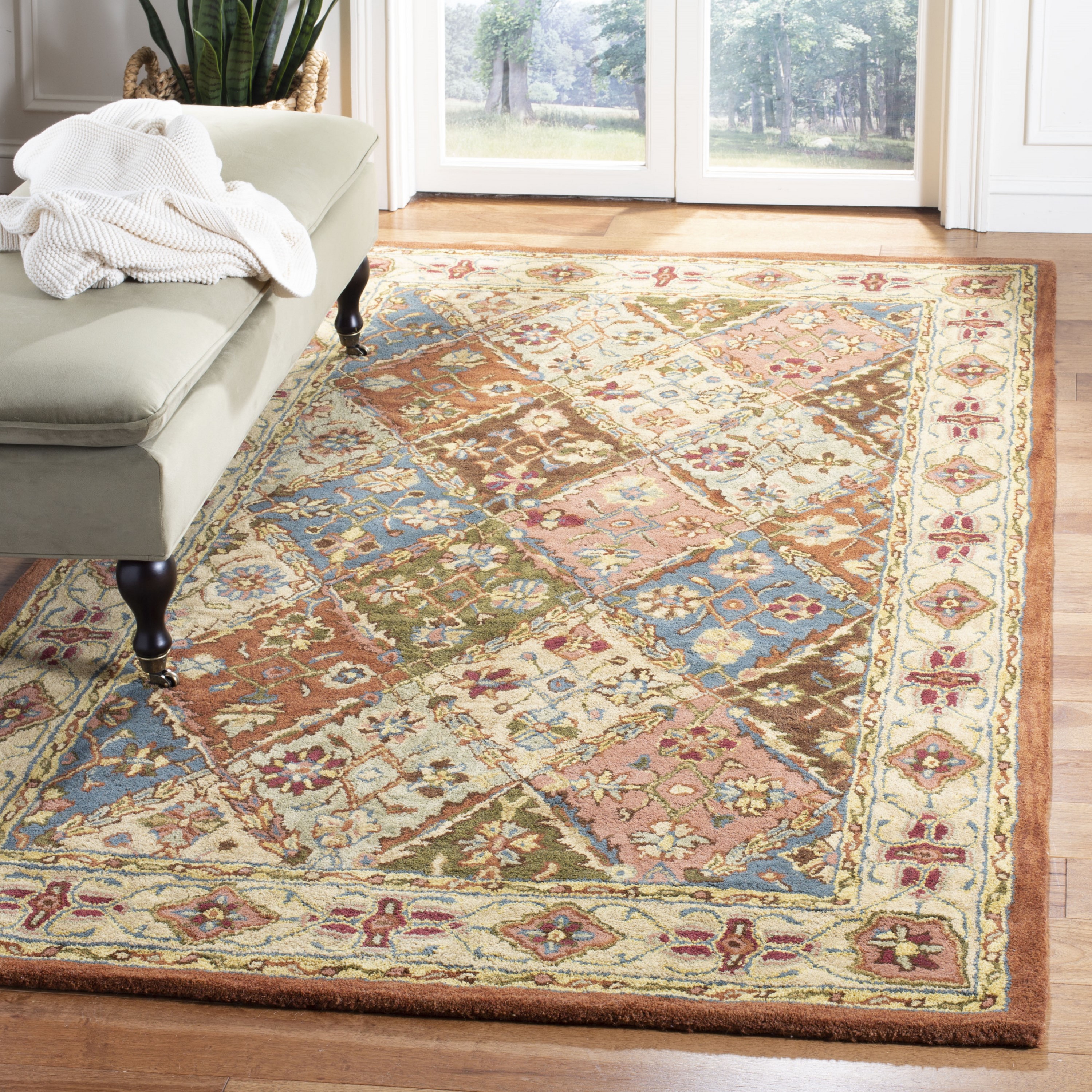 Beige Rectangular Handmade Wool Tufted Area Rug