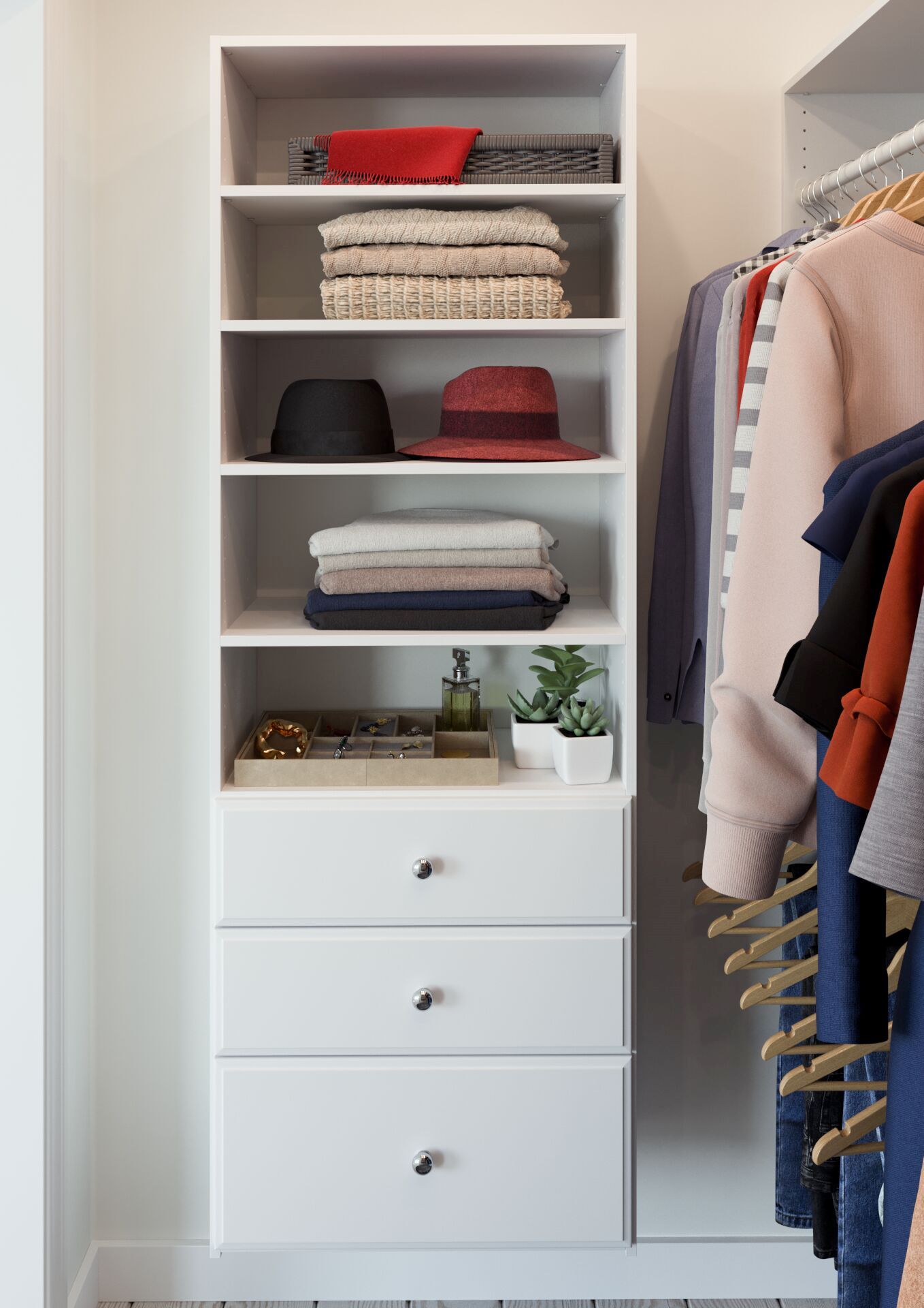 Easy Track 2.1-ft to 2.1-ft W x 7-ft H White Solid Shelving Wood Closet System