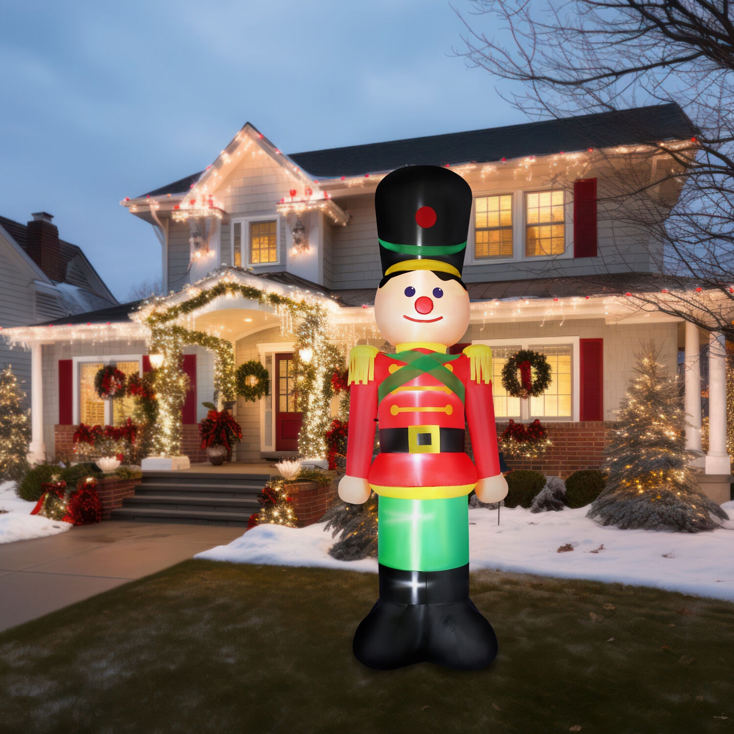 12-Foot Multicolor Polyester Pre-lit Nutcracker Christmas Inflatable