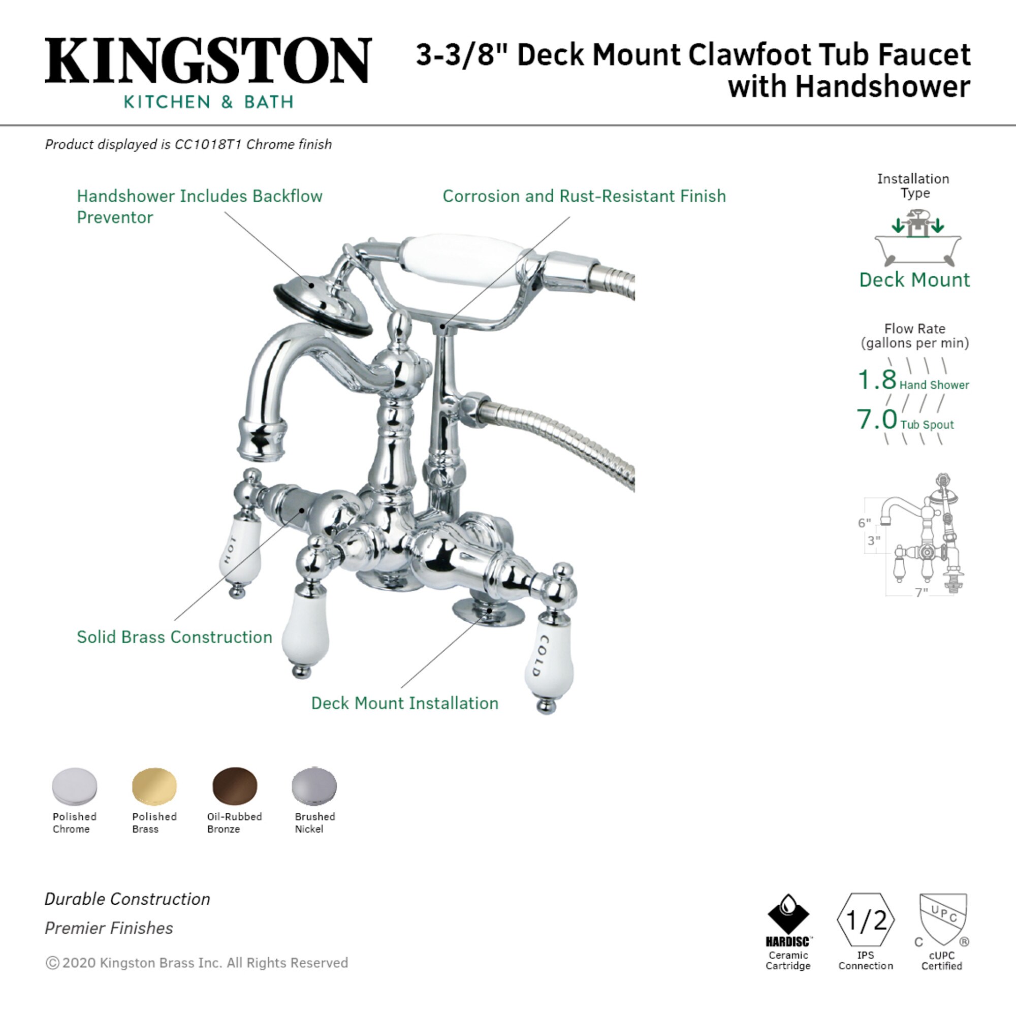 Kingston Brass WLCC1017T8 Roman-Tub-Faucets - View #2
