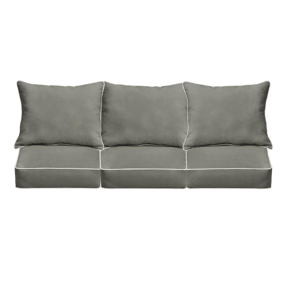 Mozaic Company LWDROCC352701TESCP Sunbrella 25-in x 23-in 6 -Piece Canvas Charcoal Patio sofa cushion
