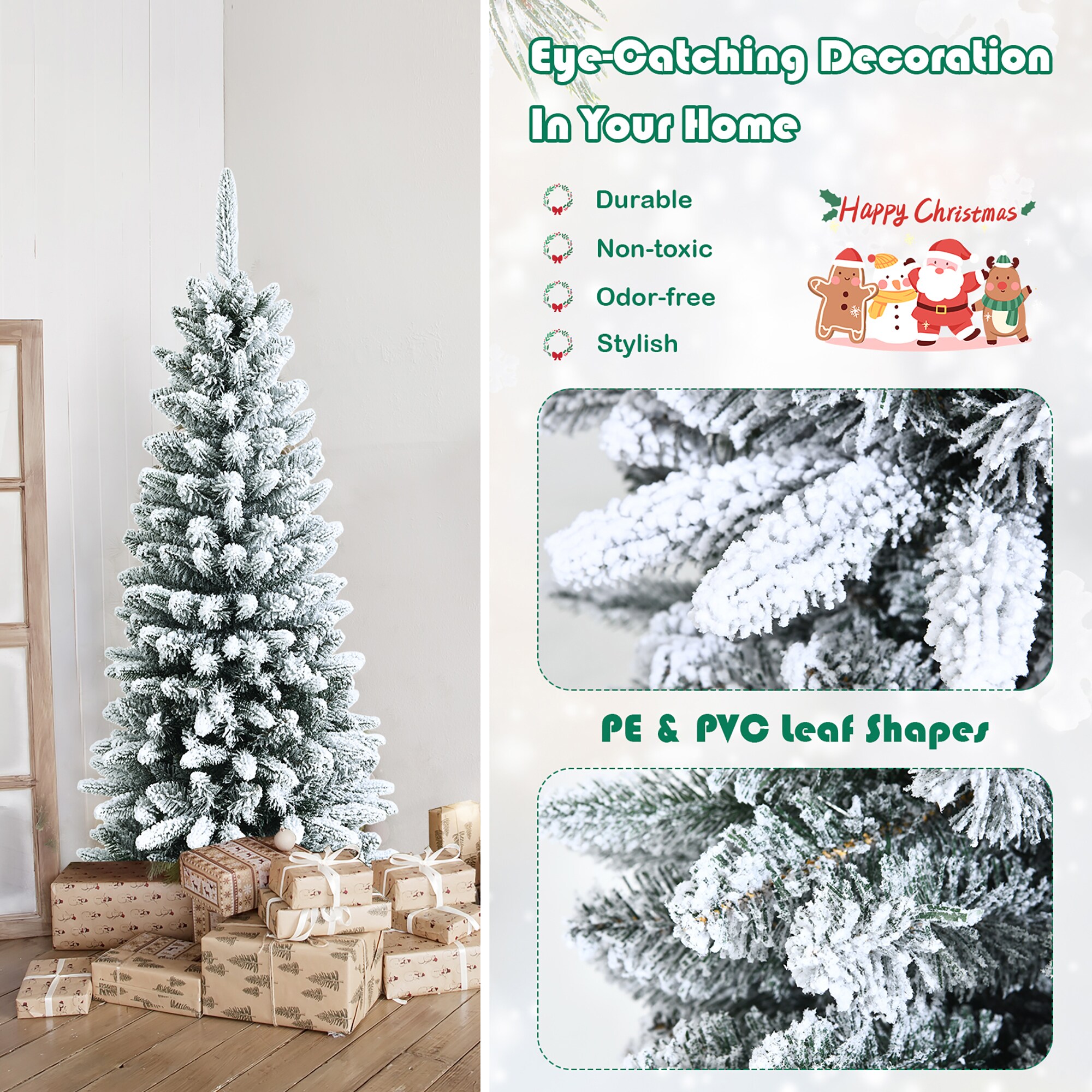 Goplus 4.5-ft Pencil White Artificial Christmas Tree in the