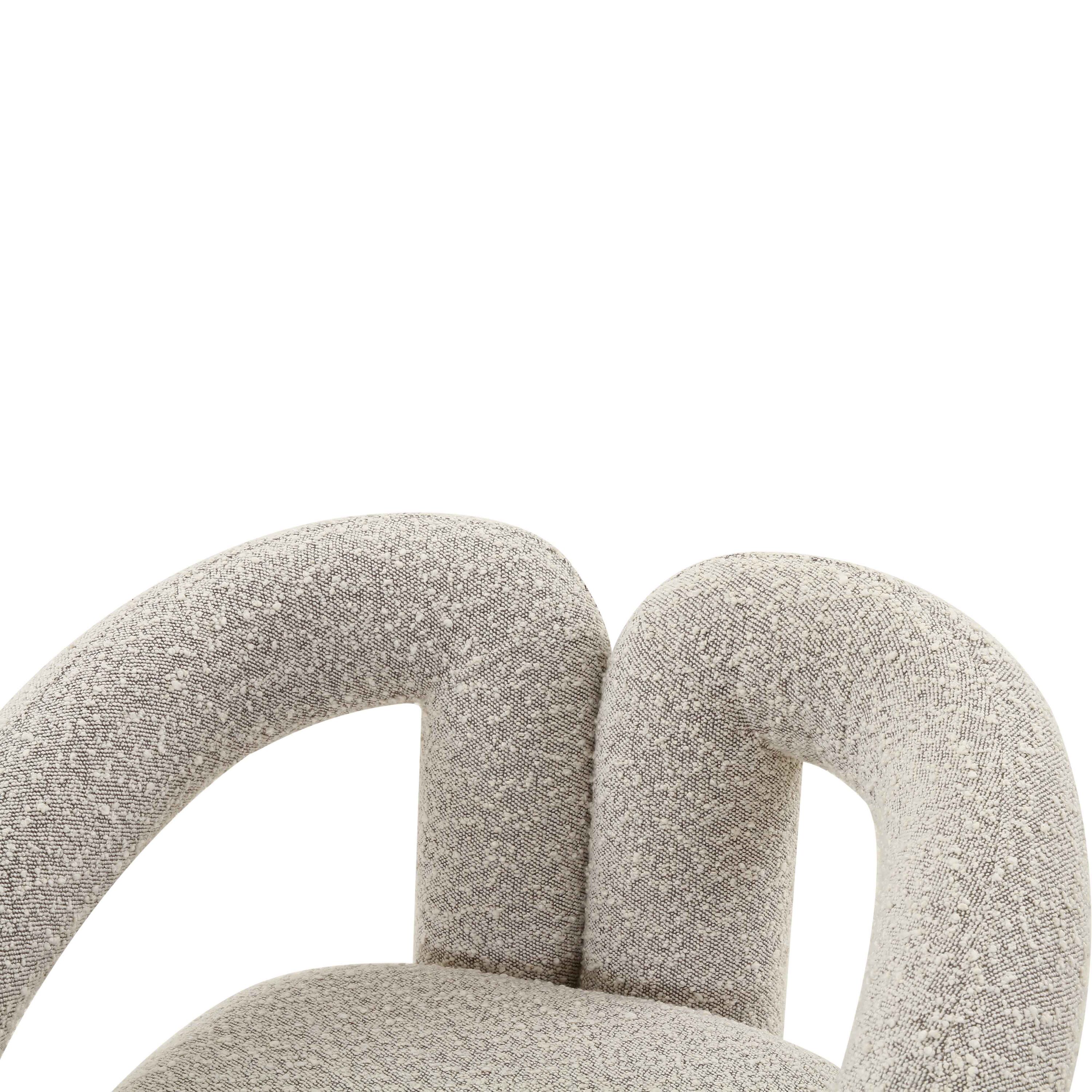 Cream Speckled Boucle Barrel Accent Chair