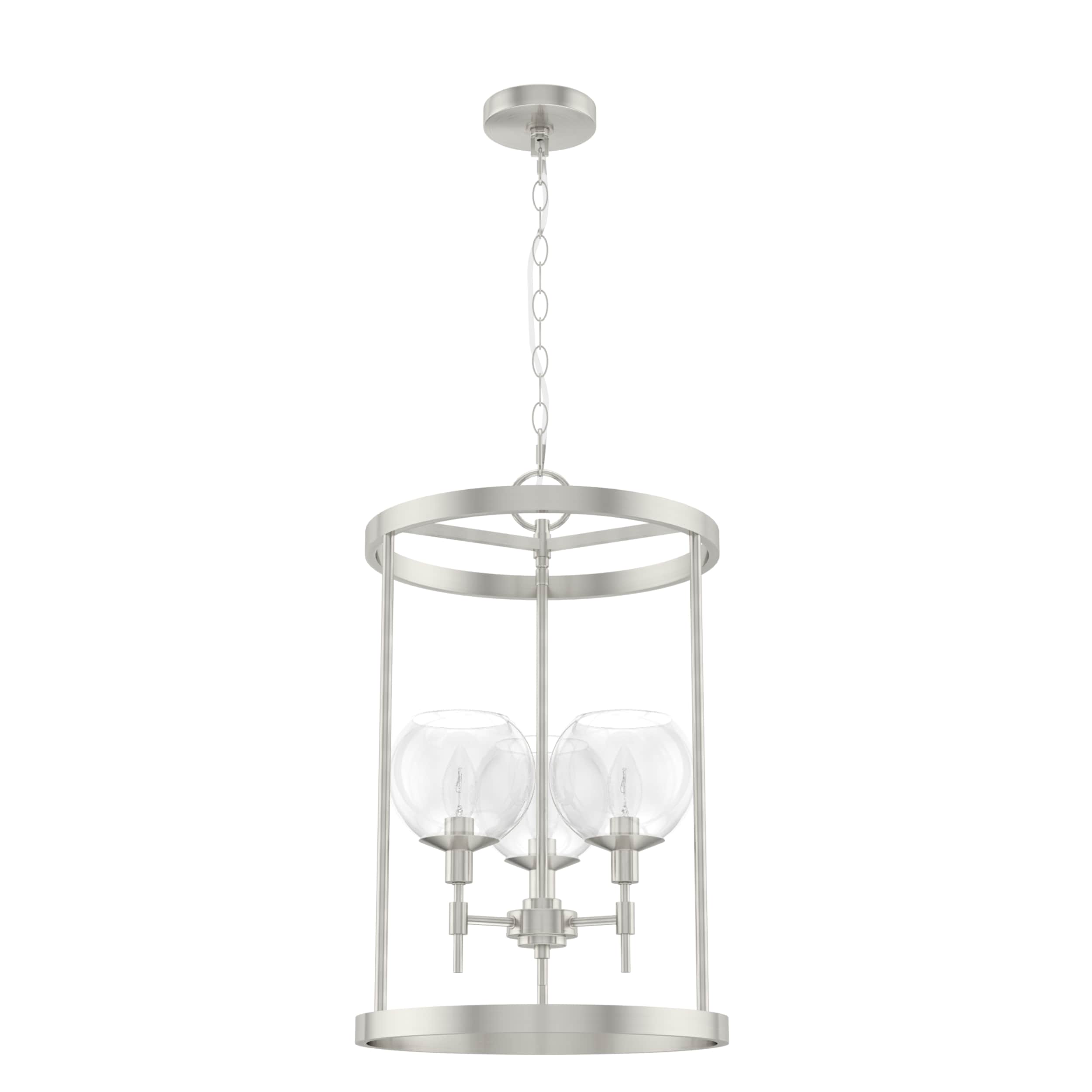 Hunter Xidane 3-Light Brushed Nickel Pendant with Glass Globes